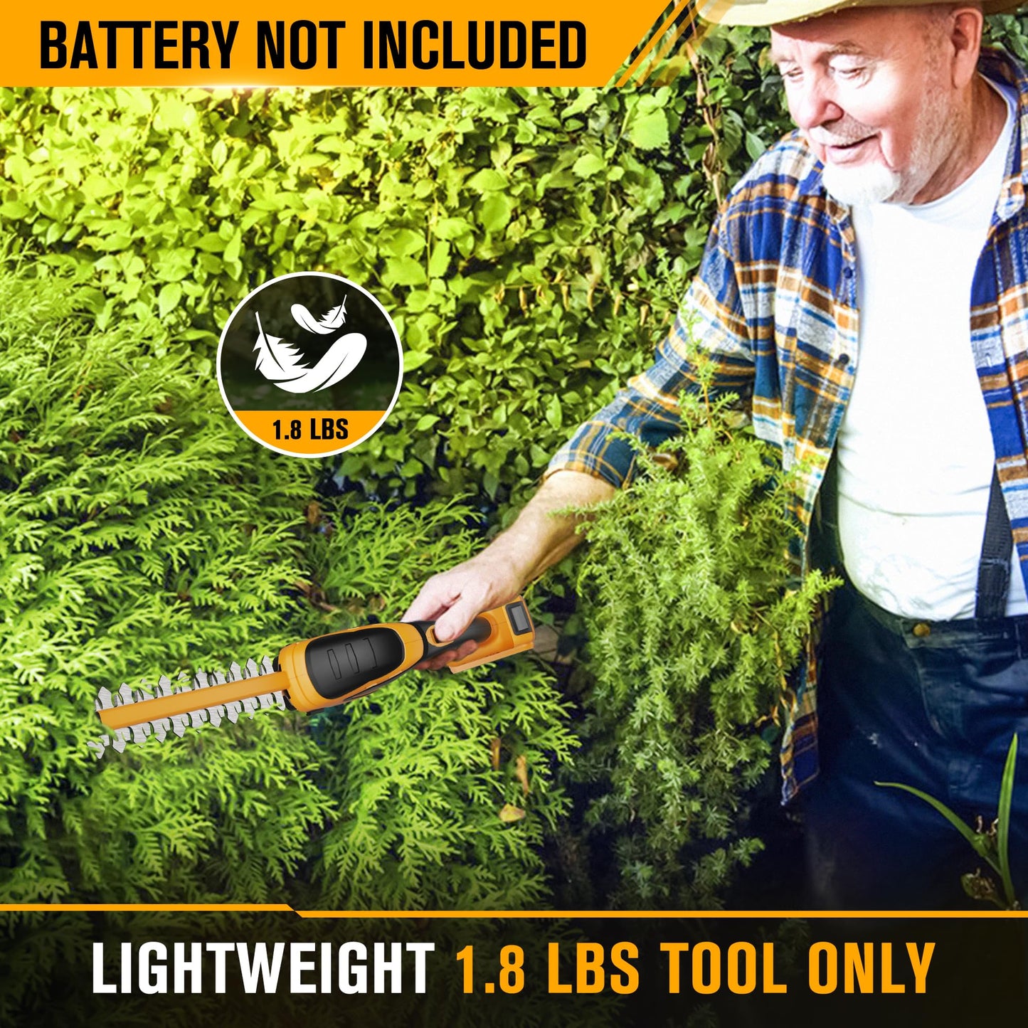 HEINPRO Hedge Trimmer Cordless Compatible with DEWALT 20V MAX Battery (No Battery), Electric Hedge Trimmer Cordless Grass Trimmer, Bush Trimmer Grass Shears Handheld for Yard, Garden, Lawn
