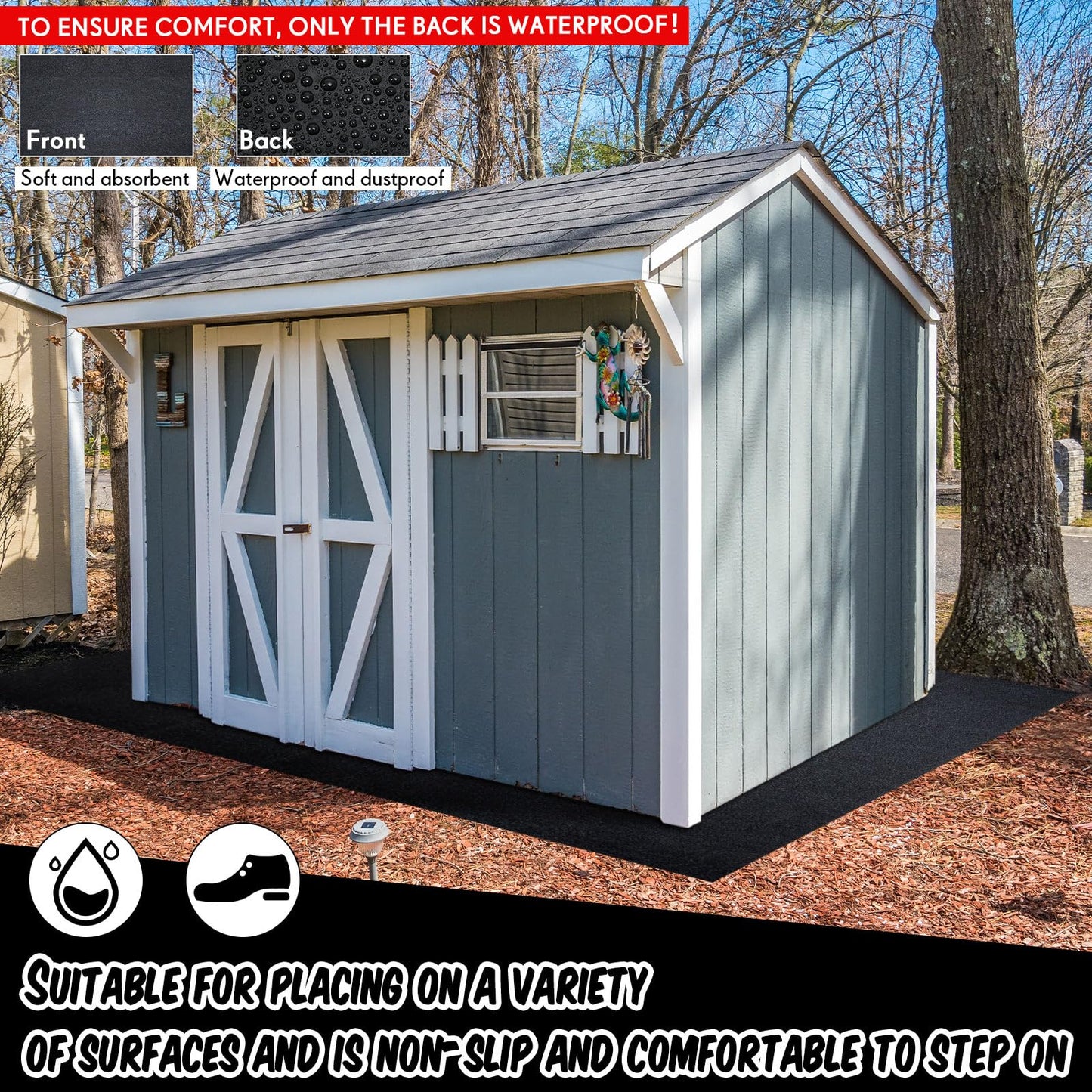 Haull Shed Floor Mat 8.2 x 10.2 ft Outdoor Waterproof Nonslip Durable Storage Sheds Protector Rug for Carport Patio Garage Garden Spring Summer Outdoor, Storage Shed Not Included