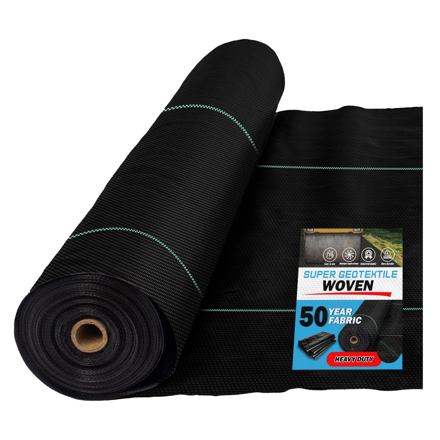 Super Geotextile Woven Geotextile Fabric for Driveway and Road Stabilization, Construction Underlayment, Erosion Control, Commercial Grade 50 Year for Gravel Roads and Pavers (6x100)