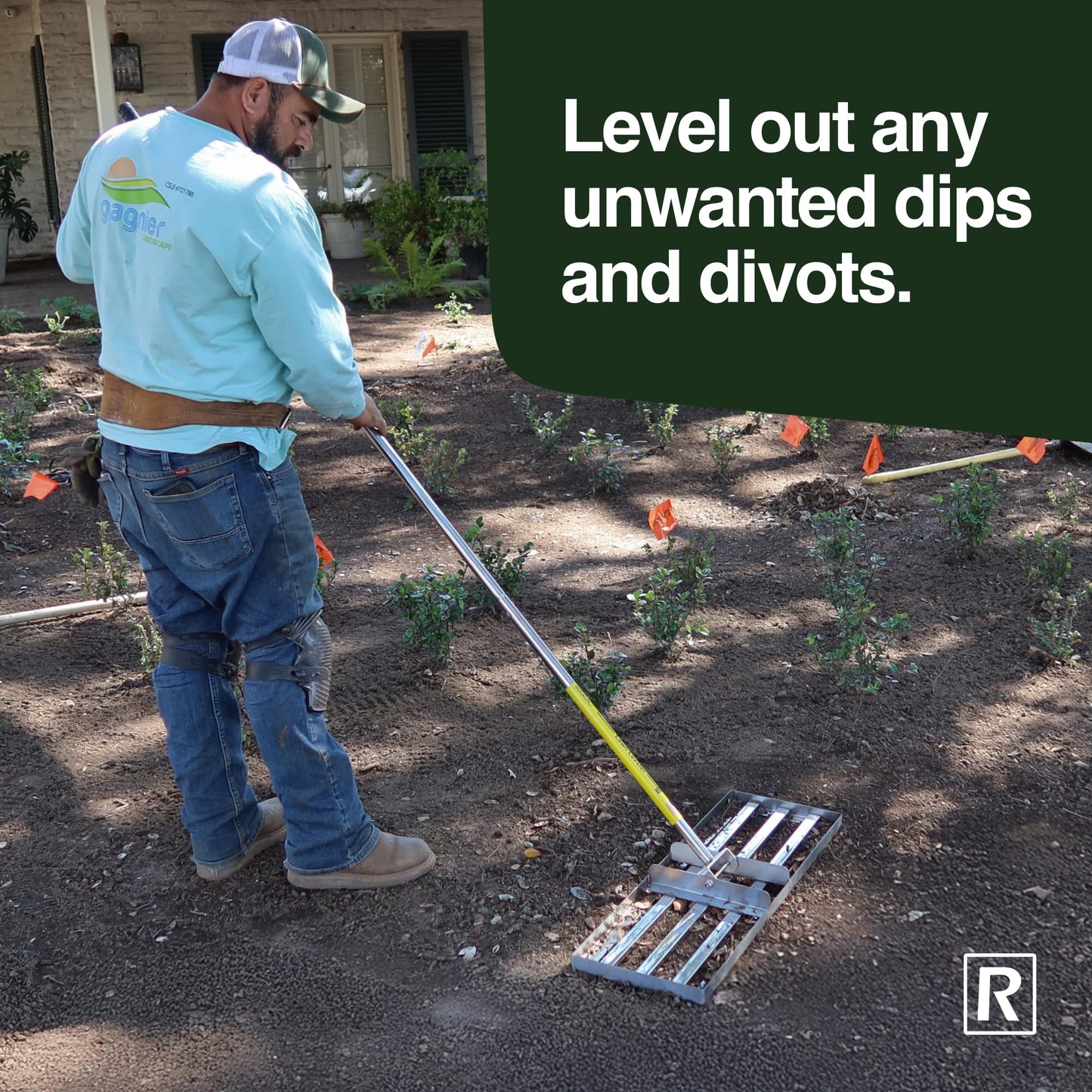 Rocklin™ Lawn Leveling Rake | Stainless Steel Surface Leveling Tool | Level Soil or Dirt Ground Surfaces Easily | 30” x 10” Ground Plate | 78” Extra Long Handle