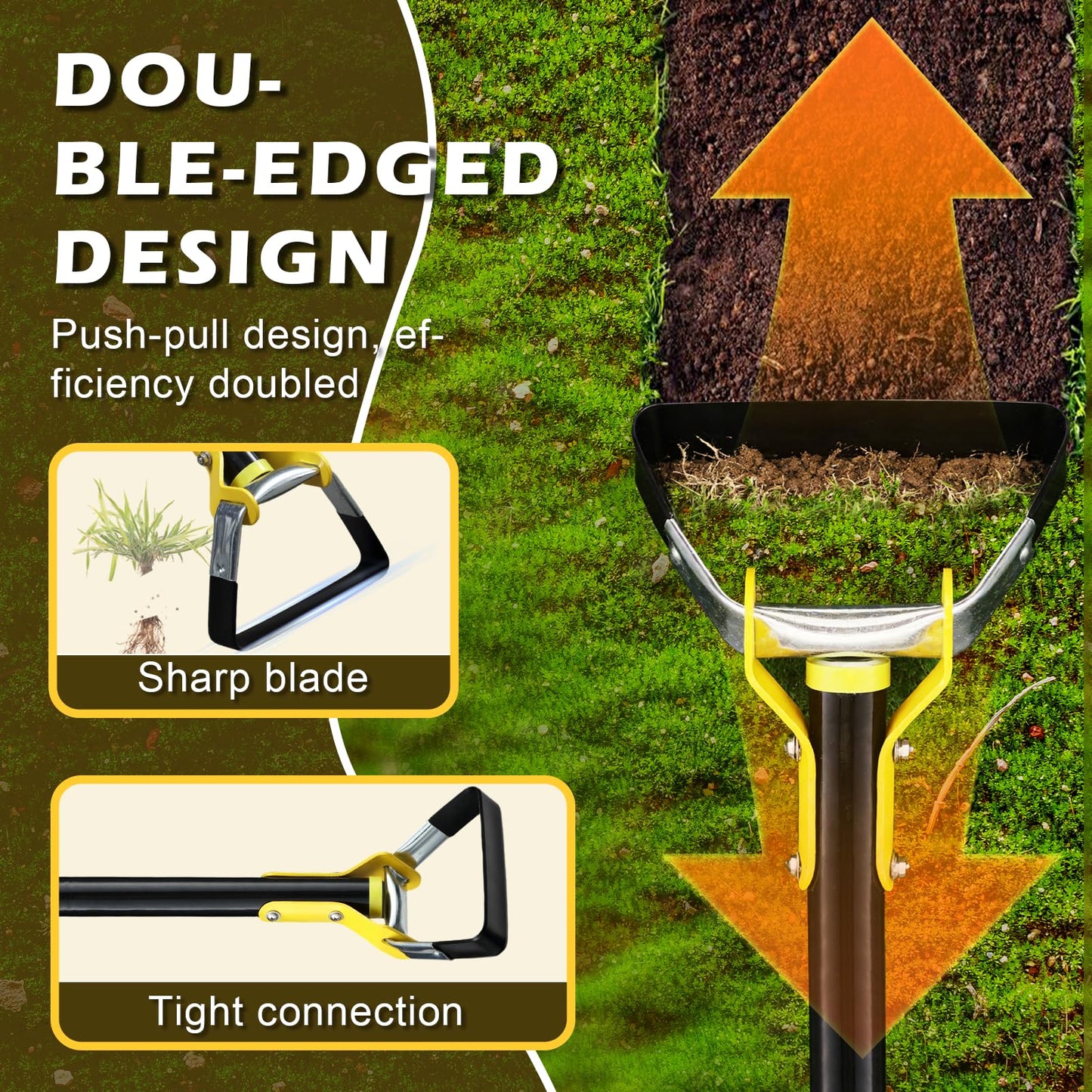 THANKSFINE Stirrup Hoe,Effcient Scuffle Hoes with Sharp Blade,Adjustable Long-Handle Scuffle Hoe Garden Tool with 30-72 Inch,Action Hoe,Hula Hoes Garden Tool for Raised beds,Vegetable and Flower beds