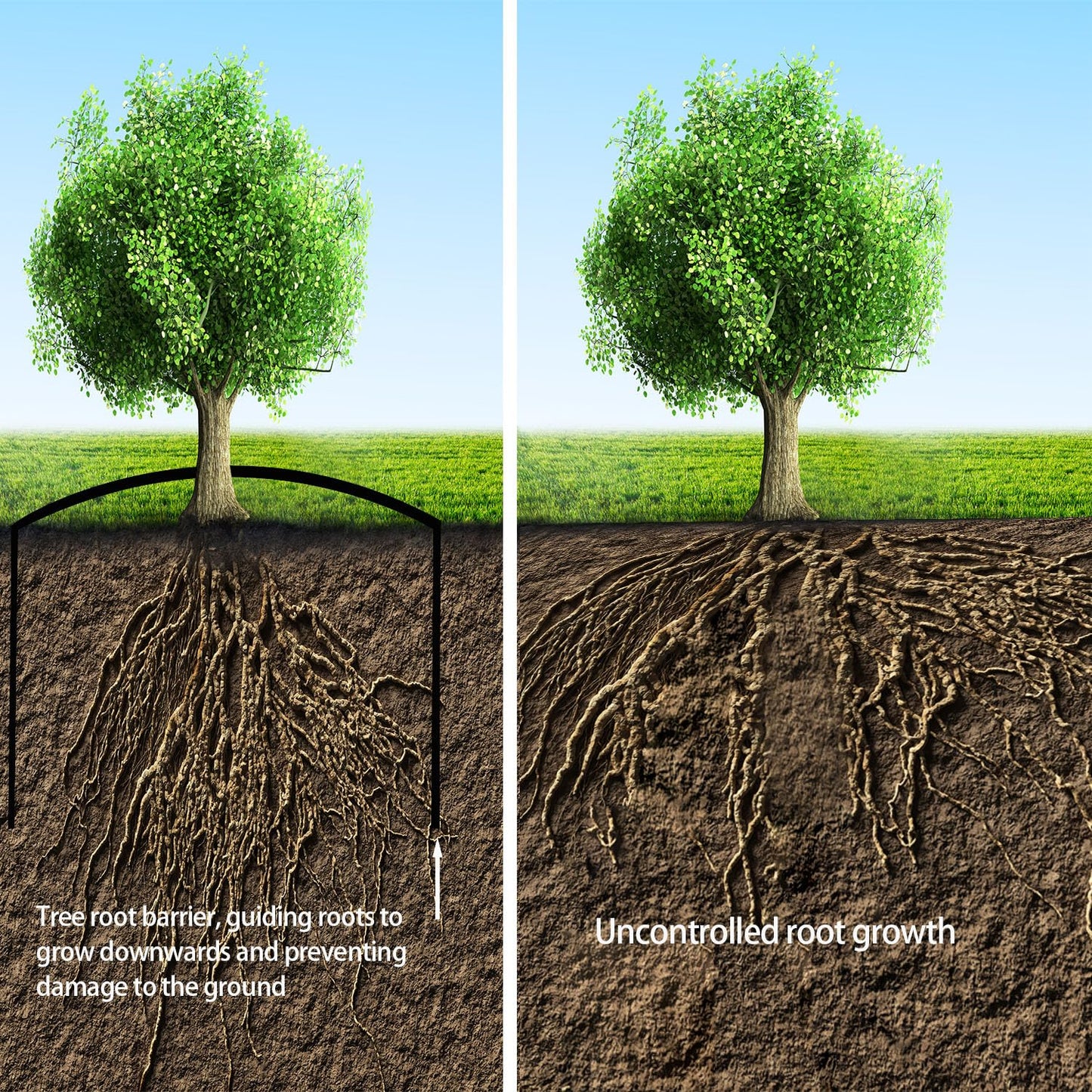 50ft x 30inx 80mil Tree Root Barrier for Landscaping & Protect Roads | Bamboo Barrier Heavy-Duty Root Blocker Rhizome Control Barrier