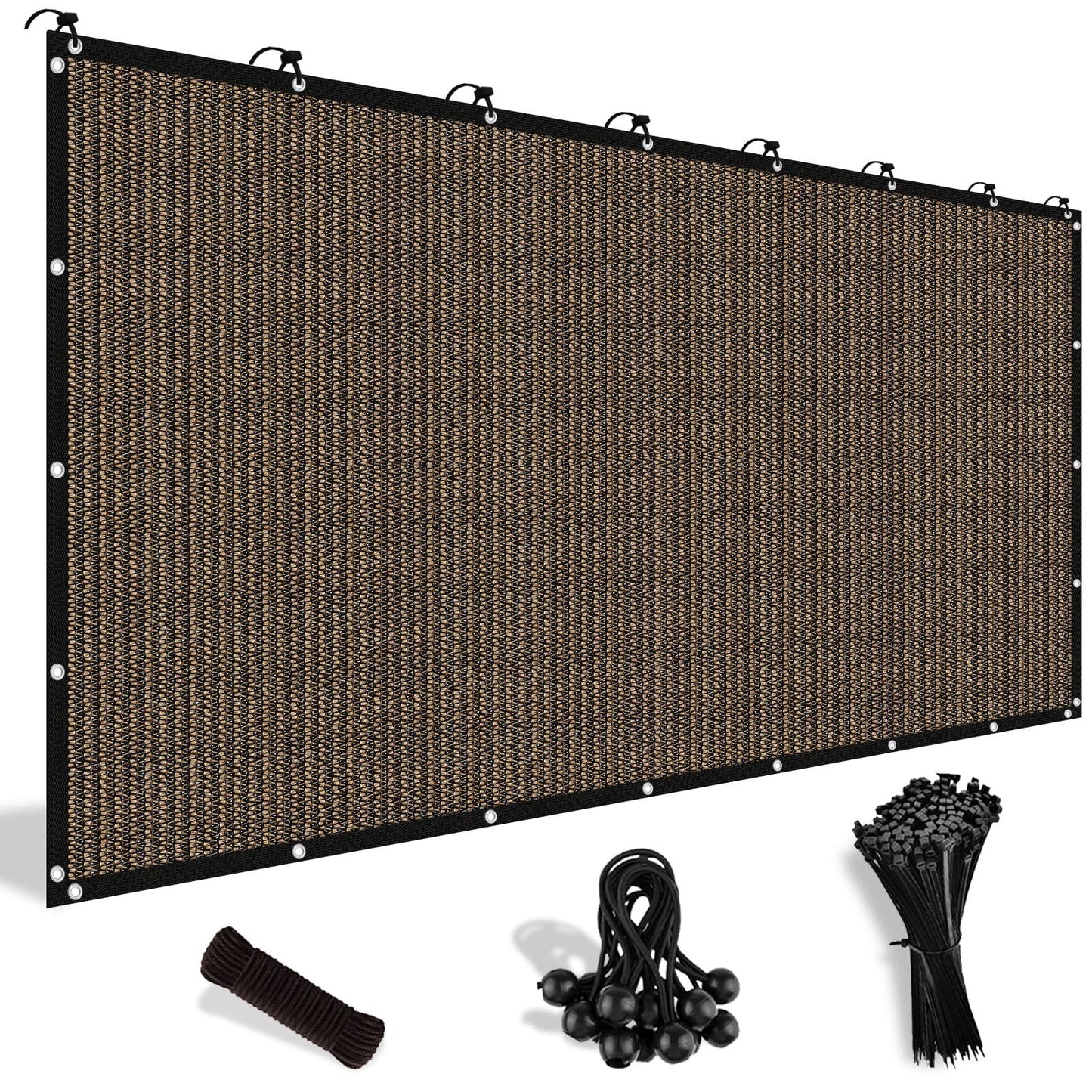 Shade&Beyond 90% Sun Shade Cloth with Grommets, 8' X 12' Pergola Shade Cover Canopy, Mesh Tarp Sun Screens for Patio, Outdoor, Garden, Backyard, Mocha