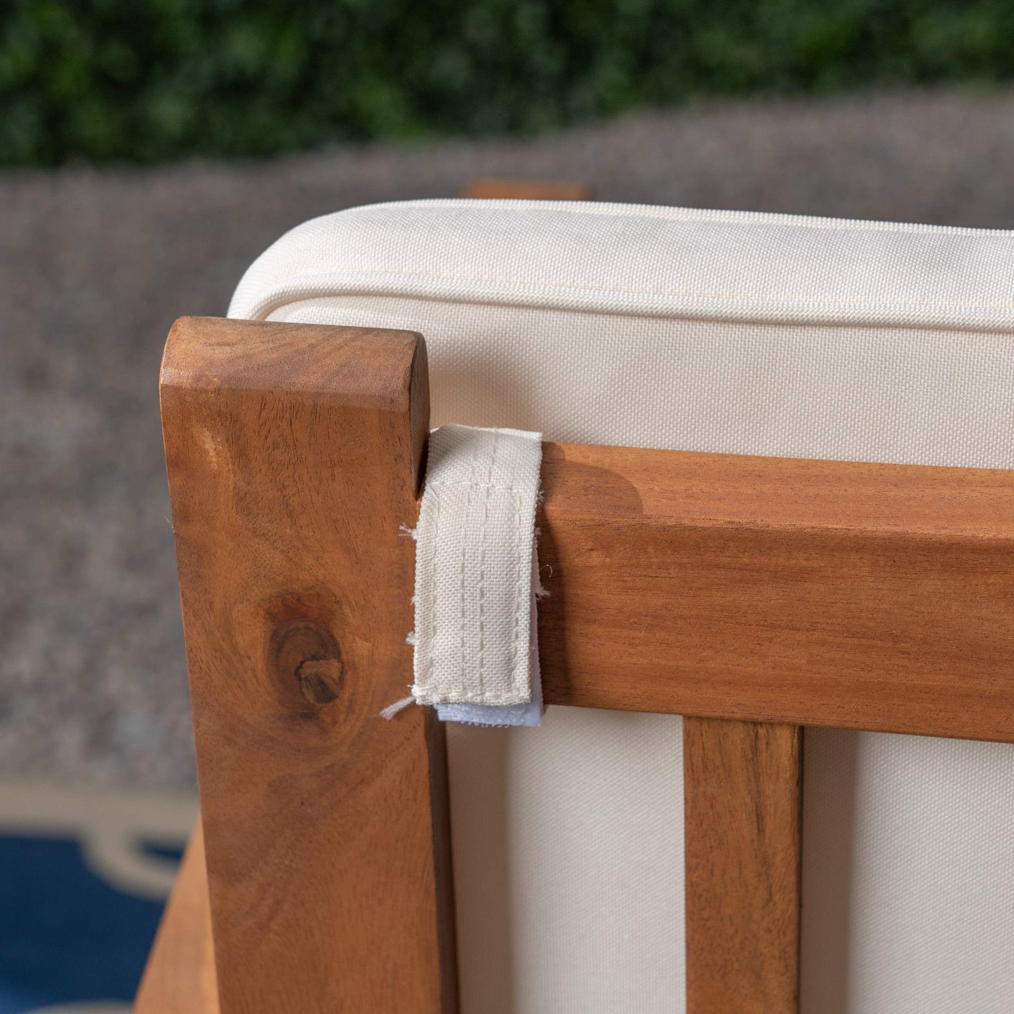 Christopher Knight Home Grace Outdoor Acacia Wood Loveseat, Brown Patina Finish and Cream