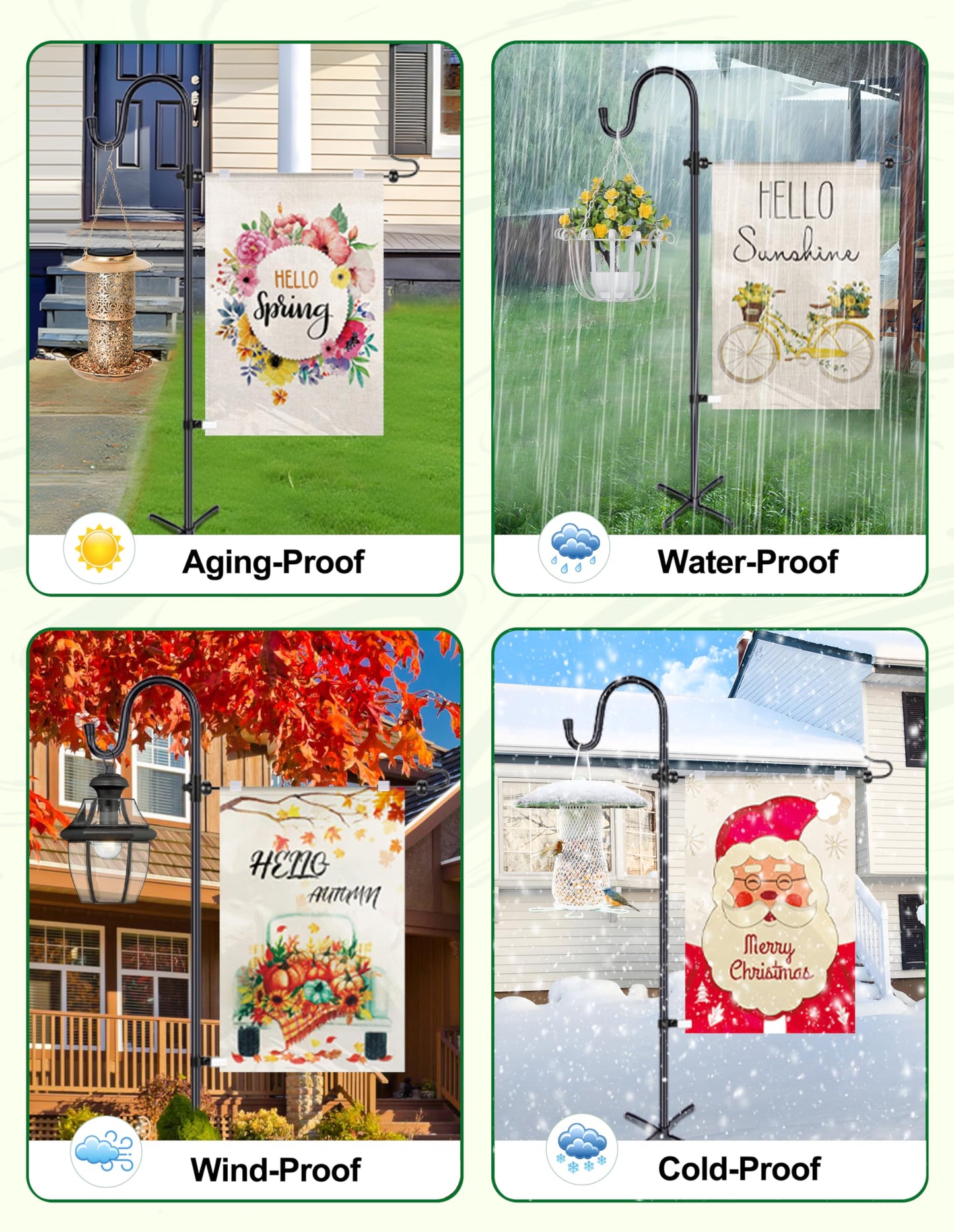 XDW-GIFTS Garden Flag Stand, Sturdy 2-Pack Flag Pole Holder with Shepherd Hook for Yard Decorations Outdoor Garden Flag Holder for 14''x20'' Flags 45 in Heavy Duty Yard Flag Post Stake (Without Flag)