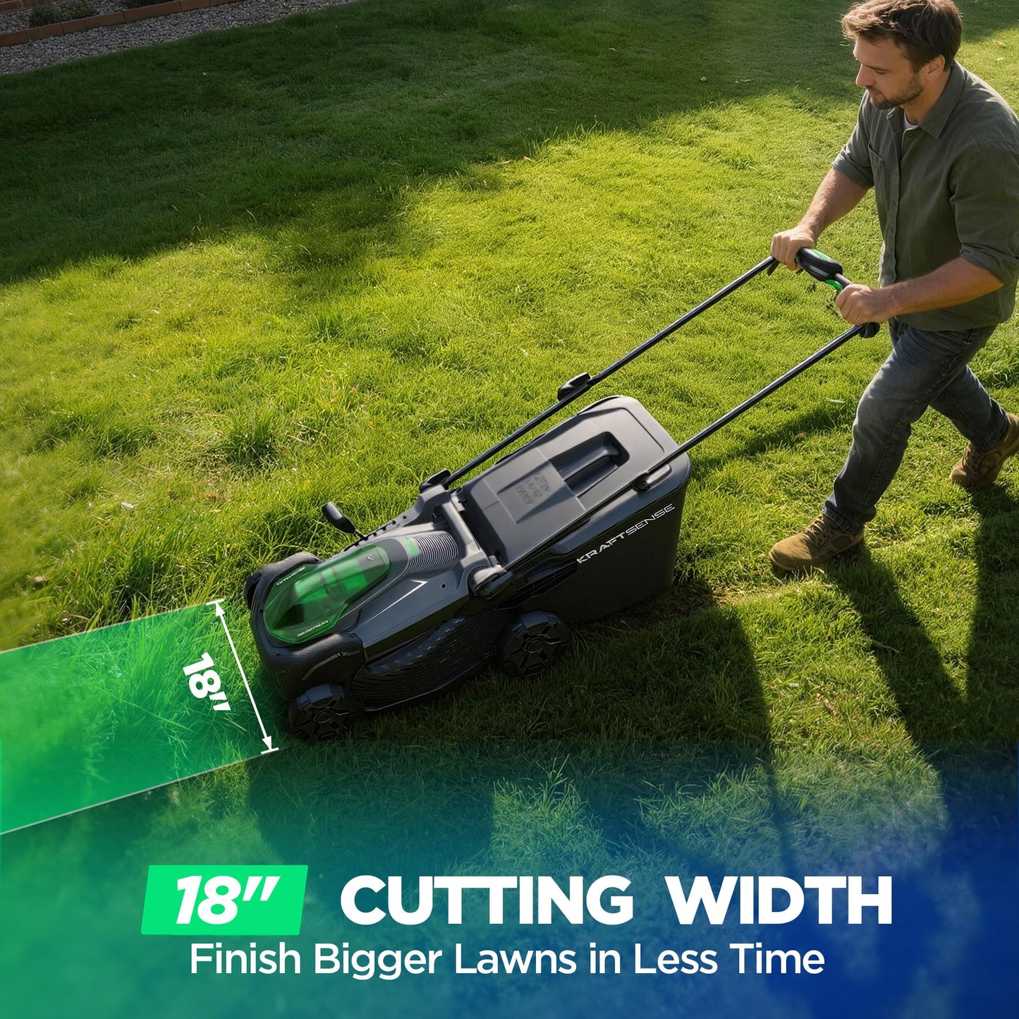 18" Electric Lawn Mower, 40V Cordless Lawn Mower with 2x5.0Ah Batteries, Brushless Motor, 2-in-1 Mulching & Bagging, 6-Position Height Adjustment, for Small to Medium Yards