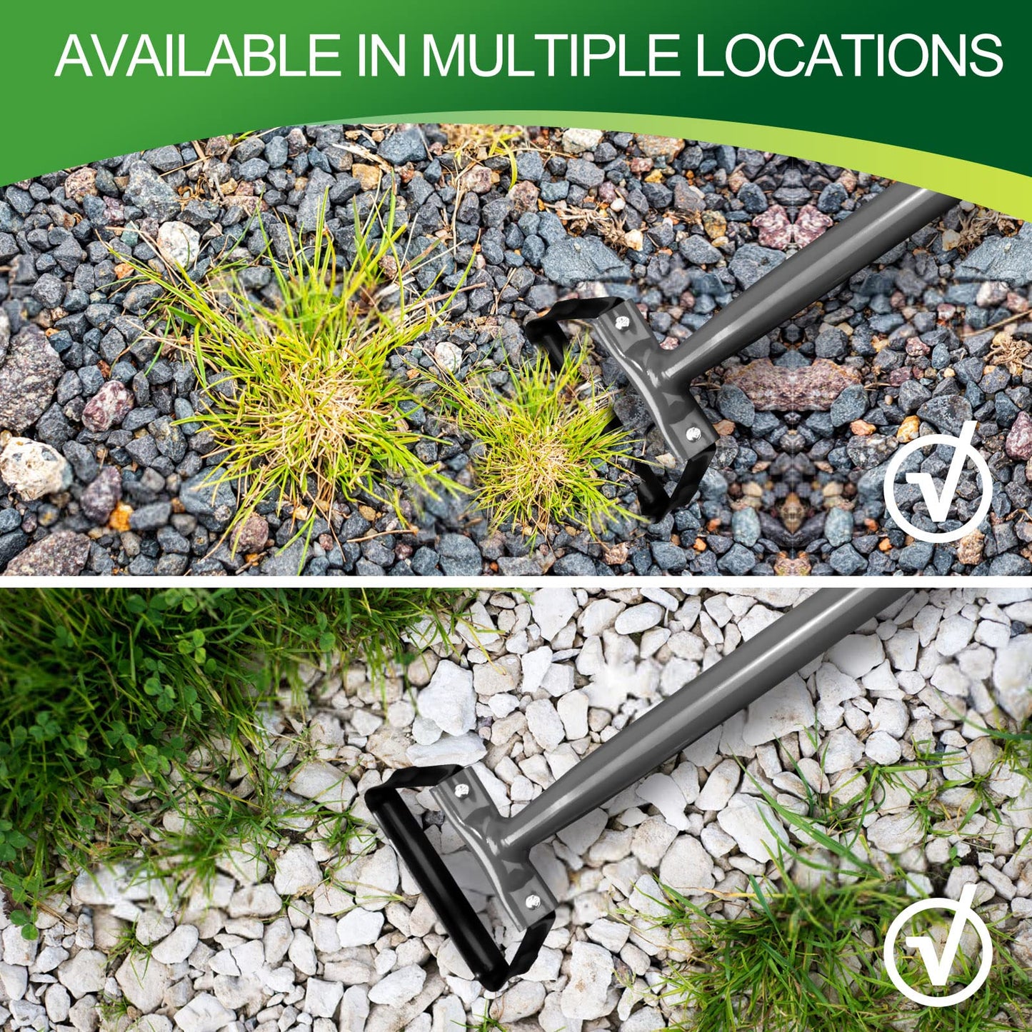 Walensee Stirrup Hoe Garden Tool, Hollow Trapezoid Weeding Tool with 14 Inch Scuffle Loop, Sharp Metal Hand Cultivator Rake for Lawn, Garden or Greenhouse, Durable Grass Scraper, Mini Gift, Grey