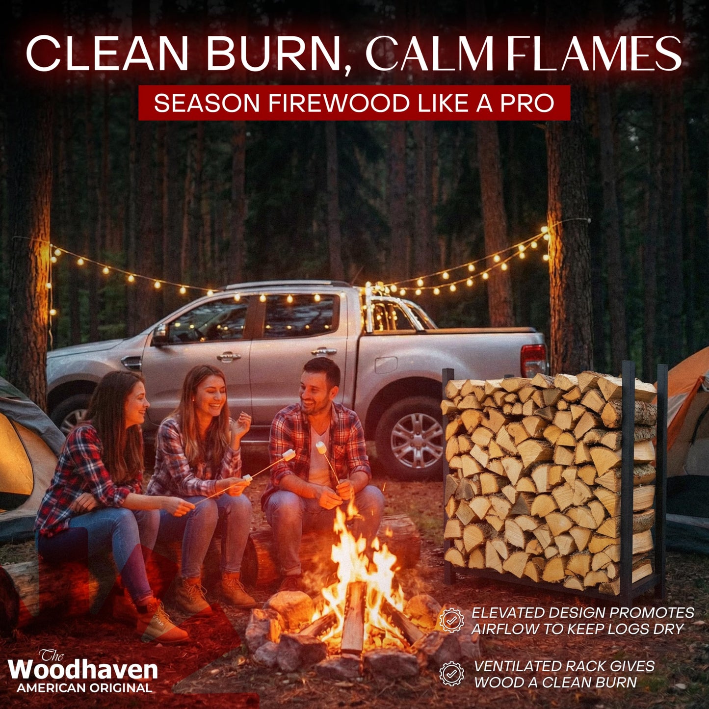 Woodhaven 3-Foot Firewood Rack – Made in USA – 1/8 Cord Raised Lumber Storage Rack – Keeps Wood Dry & Ready – Heavy-Duty Steel, Lifetime Structural Warranty (Without Cover)