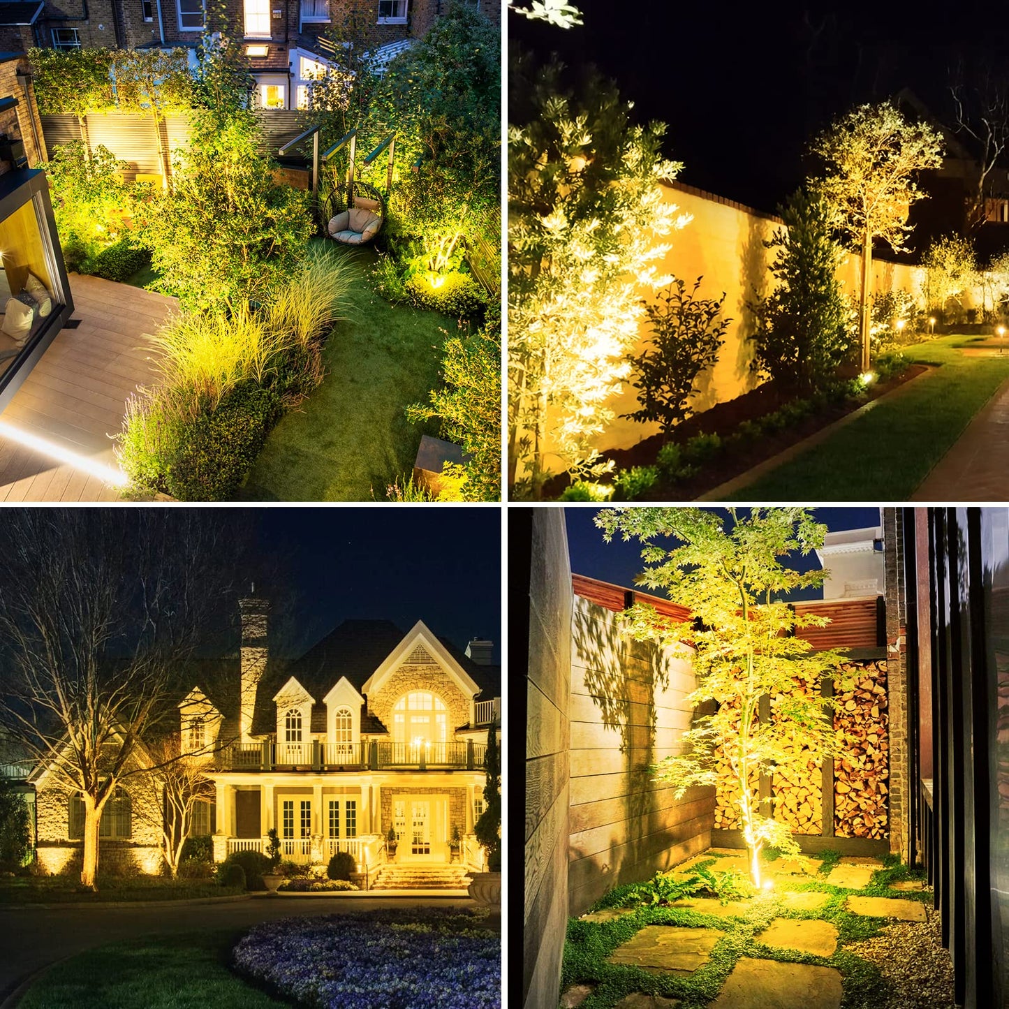 T-SUNUS Christmas Solar Landscape Spotlights Warm White, 2W Garden Spot Lights Outdoor 9.8ft Cable IP65 Waterproof Security Downlight 2-IN-1 for Flag Tree Pond Garage Deck Yard Wall Backyard Halloween