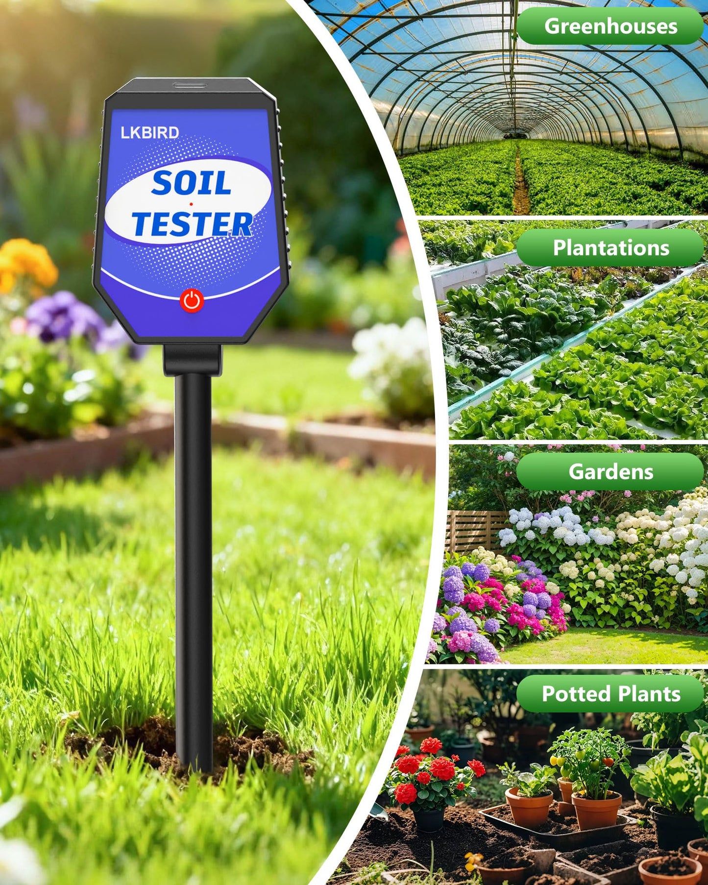 8-in-1 Soil Moisture Tester with APP Monitoring, Soil Moisture pH Meter, Light, Salinity, Fertility, EC, Temperature, Humidity Soil Test Kit for Garden, Farming, Lawns, Indoor & Outdoor Plants.
