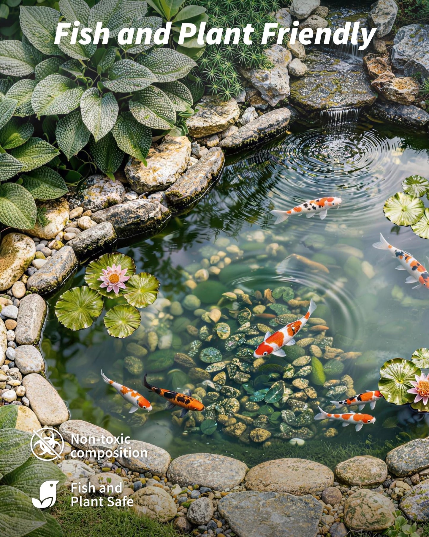 POPOSOAP Preformed Pond Liner, 33 Gallon Rigid Pond Liner with Integrated Plant Shelves, Heavy Duty U-V Resistant Plastic Preformed Pond for Backyard, Patio, Fountain,Water Lily and Koi Pond-P797