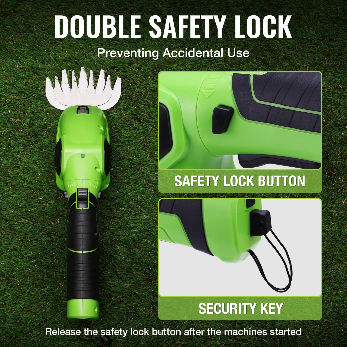 WORKPRO Cordless Grass Shear & Shrubbery Trimmer - 2 in 1 Handheld Hedge Trimmer 7.2V Electric Grass Cutter 2.0Ah Rechargeable Lithium-Ion Battery and USB Cable Included