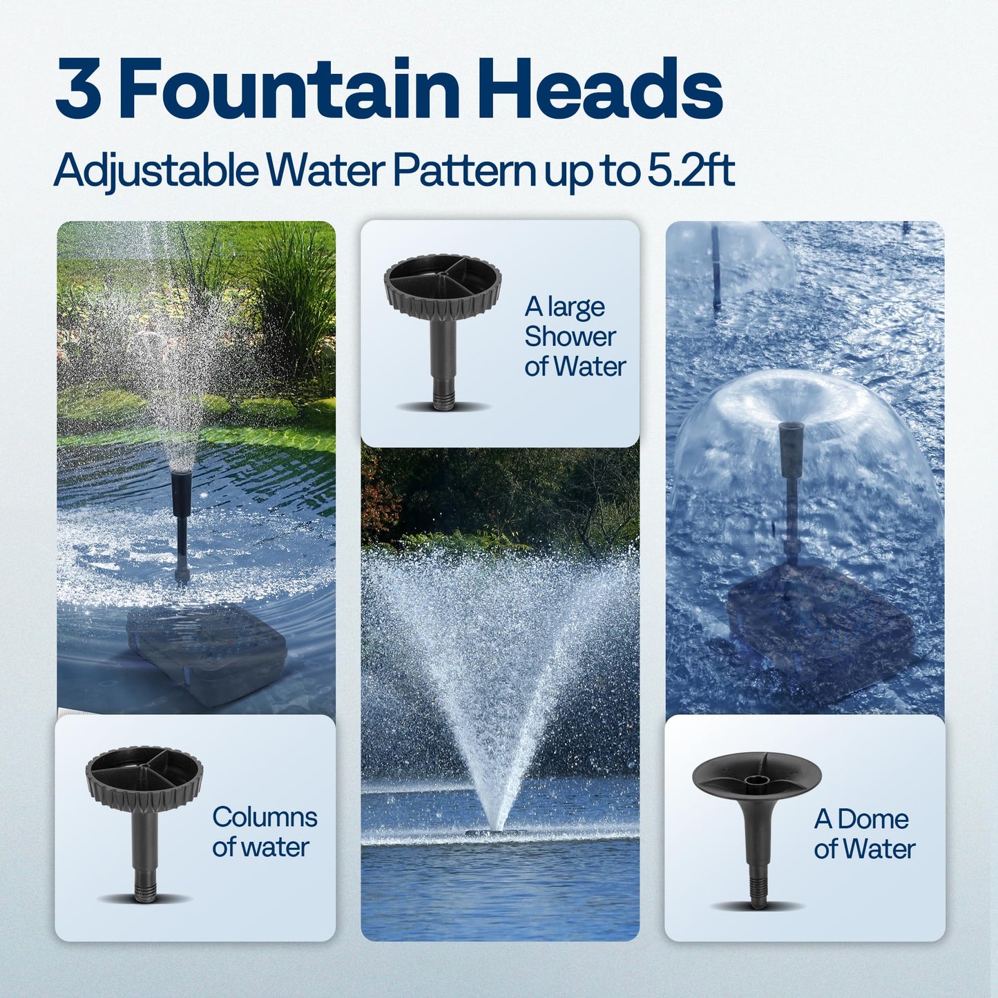 VIVOHOME All-in-One Pond Filter Fountain System Kits, 260 GPH Submersible Water Pump for Ponds up to 790 Gallons