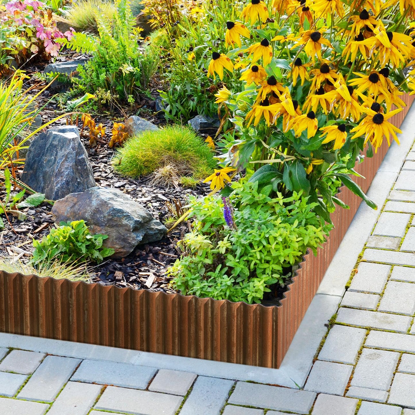 LAVEVE Corrugated Metal Garden Edging 12" x 20ft, Landscape Edging Border for Lawn, Flower Bed, Garden Fence, Paver Edging (Real Rusted)