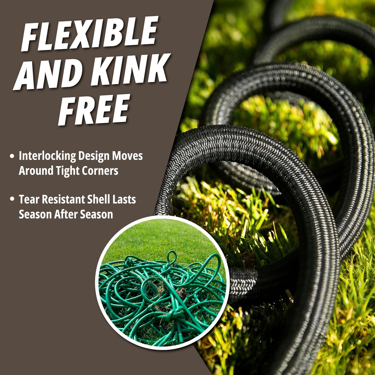 Hydrosteel PRO 100 Ft Metal Garden Hose with Nozzle, Water Hose Made from Heavy Duty 304 Stainless Steel, Flexible, Lightweight, Brass Crush Resistant Fittings, Kink Free, 5/8” Diameter, 600 PSI