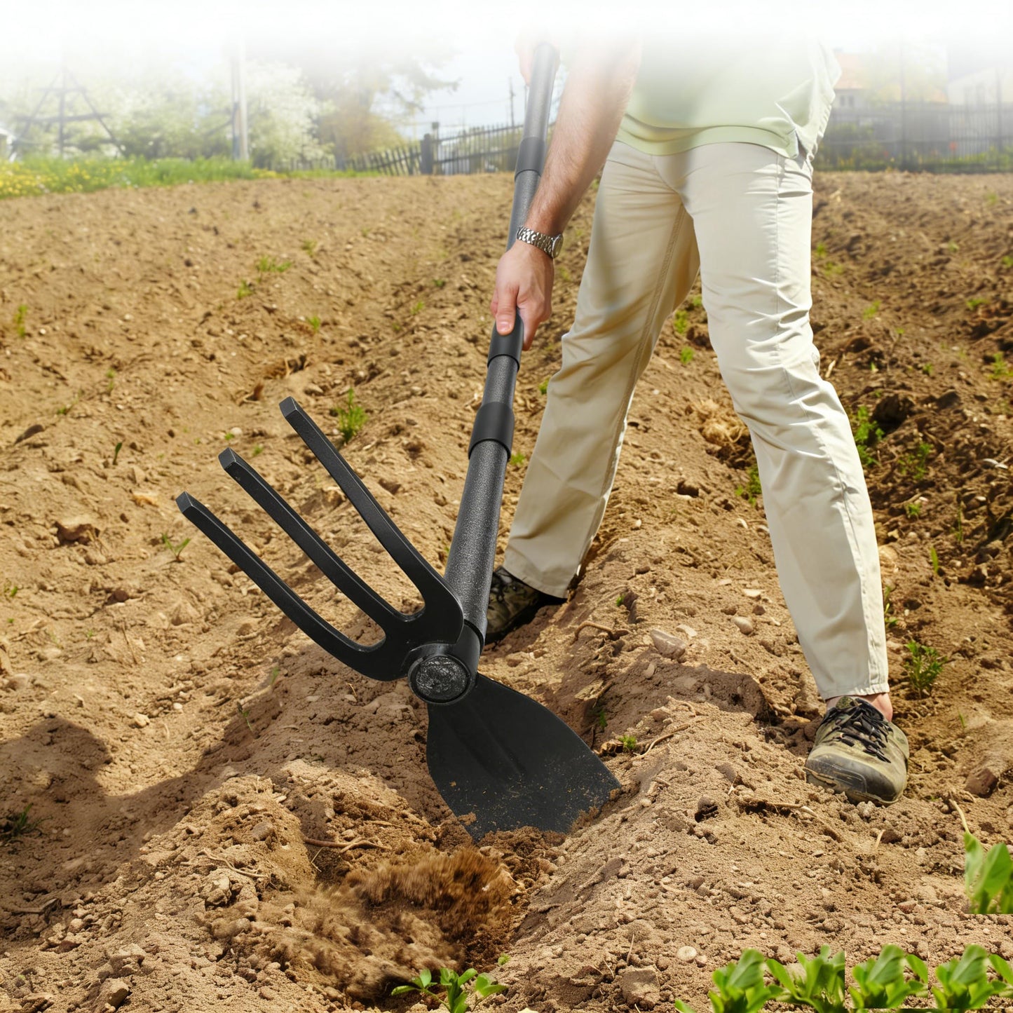 EUIJOIP Multi-Purpose Garden Hoe Tool – Heavy Duty Adjustable (16"-45") with Ergonomic Handle, Anti-Rust Coated Steel, for Weeding, Digging, Cultivating – Lawn, Farm, Outdoor Use