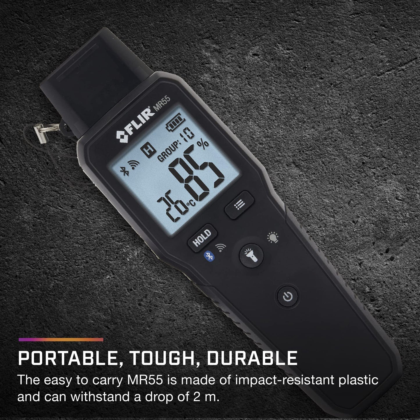 FLIR MR55 - Pin Moisture Meter with Bluetooth for Instant Data Sharing via The FLIR Tools Mobile app.