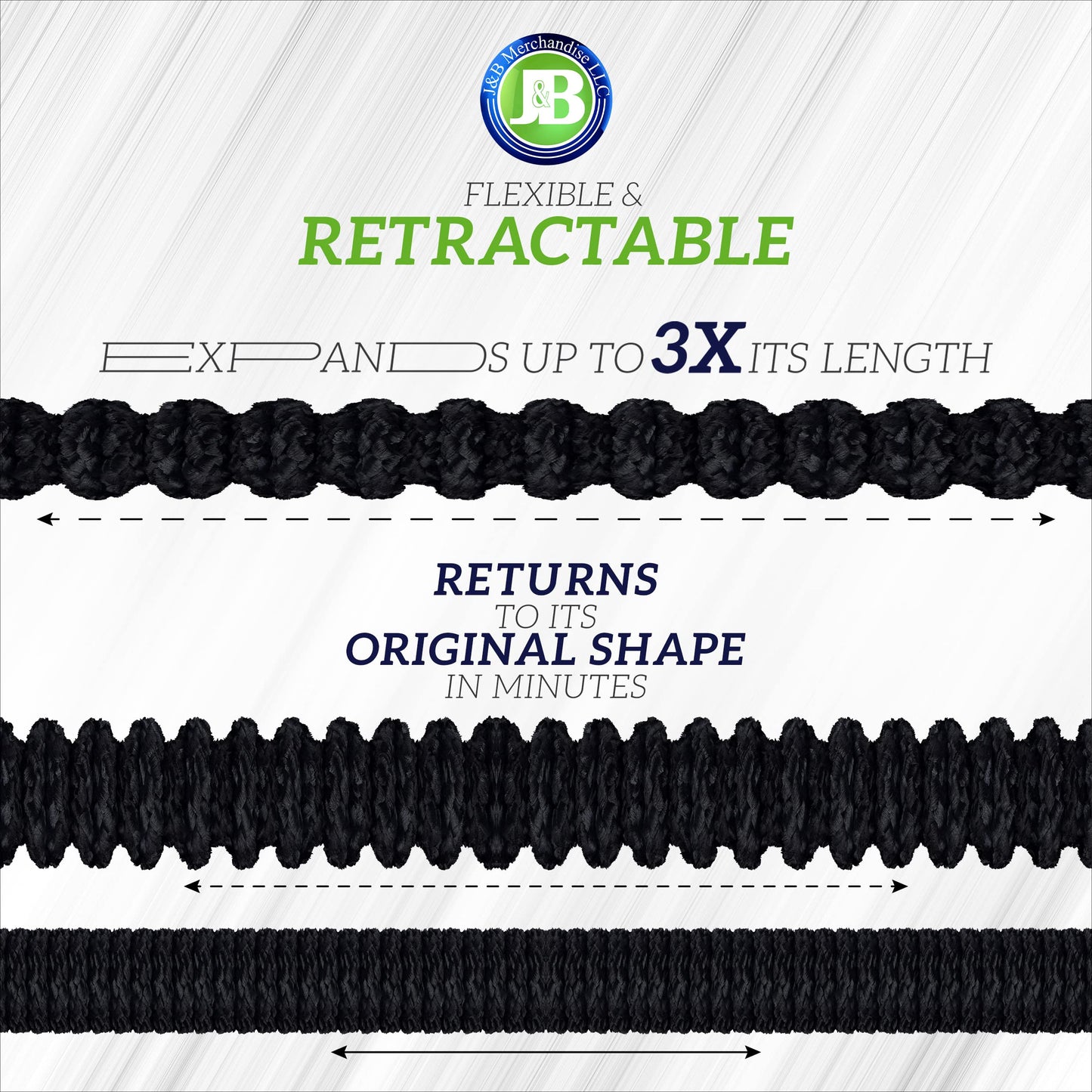 J&B XpandaHose 150ft Expandable Garden Hose – Ultra-Strong 3750D, 4-Layer Latex Core, Brass 3/4" Connectors, 10-Pattern Nozzle & Storage Bag – Lightweight, Kink-Reducing, Leak-Resistant
