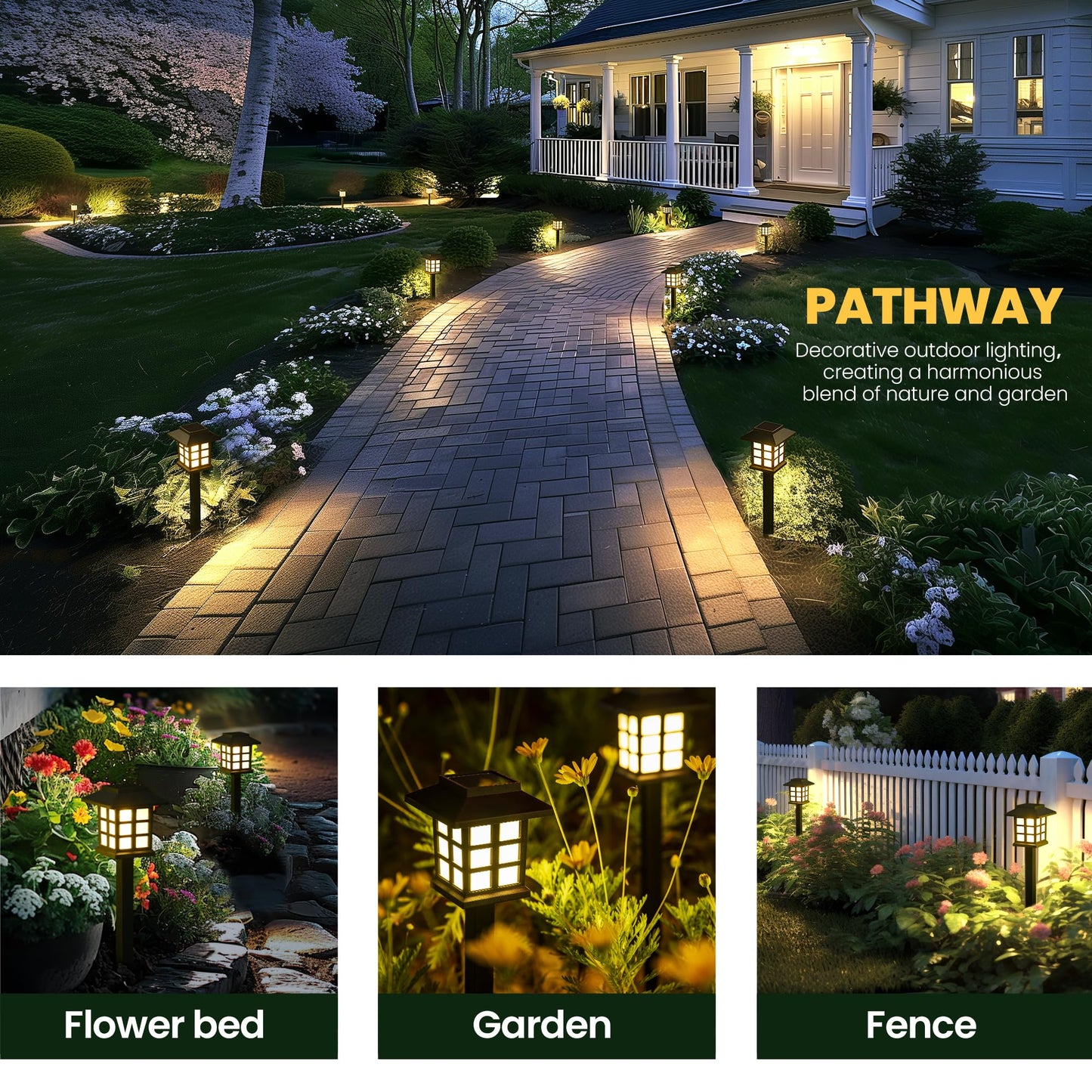 GIGALUMI Solar Outdoor Lights，8 Pack LED Solar Lights Outdoor Waterproof, Solar Walkway Lights Maintain 10 Hours of Lighting for Your Garden, Landscape, Path, Yard, Patio, Driveway