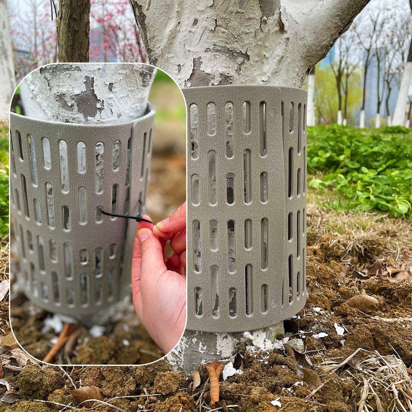 10 Pack Plastic Tree Trunk Protectors - Easy Flexible Guards With 20pcs Zip Ties, Expandable Nursery Mesh Bark Plant Protector for Preventing Damage From Trimmers, Mowers, Rodents