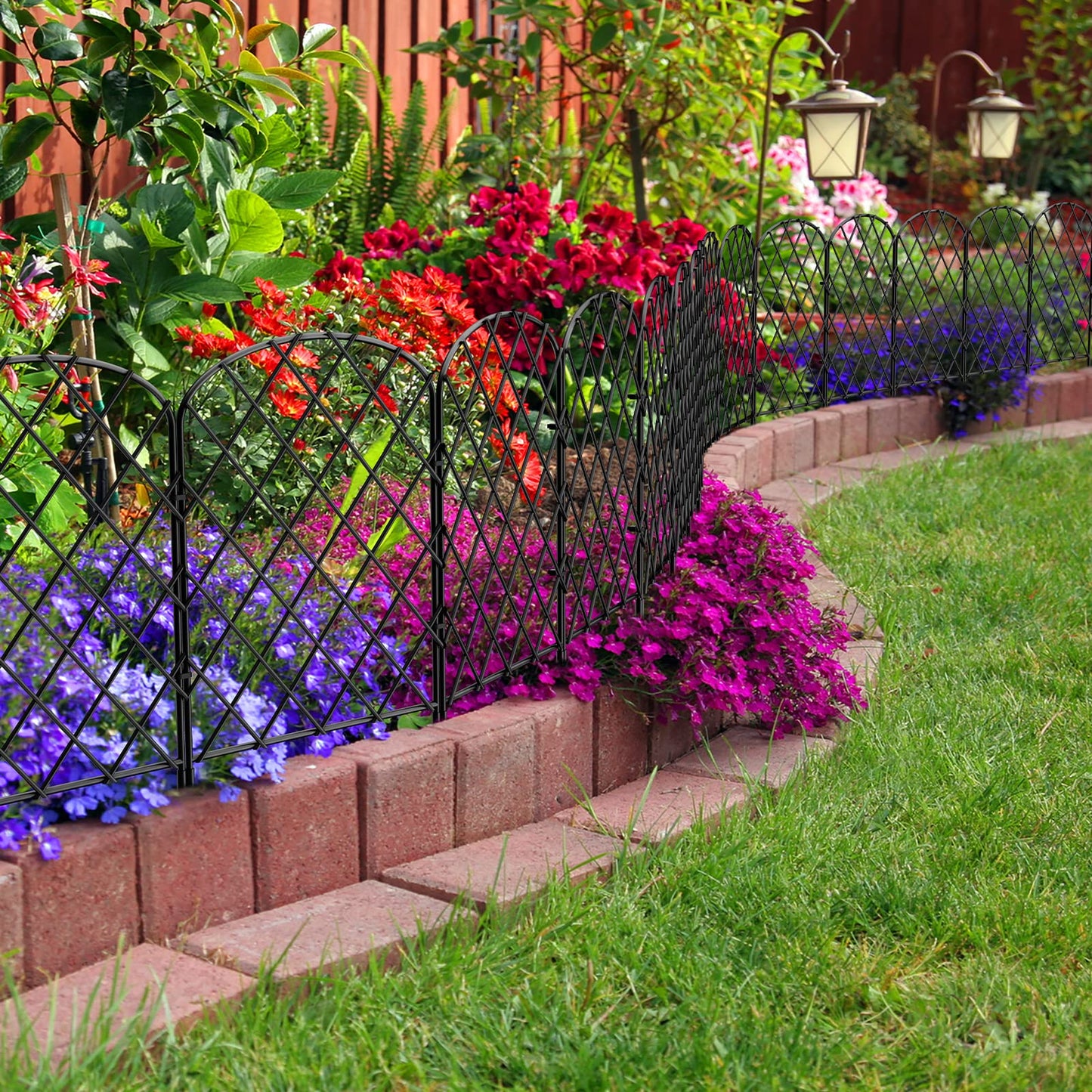 OUSHENG 25 Pack Decorative Garden Fence, Total 27ft(L) x 24in(H) Animal Barrier Border, Rustproof Metal Wire Section Edging Fencing Panel for Outdoor Patio Garden Yard, Arched