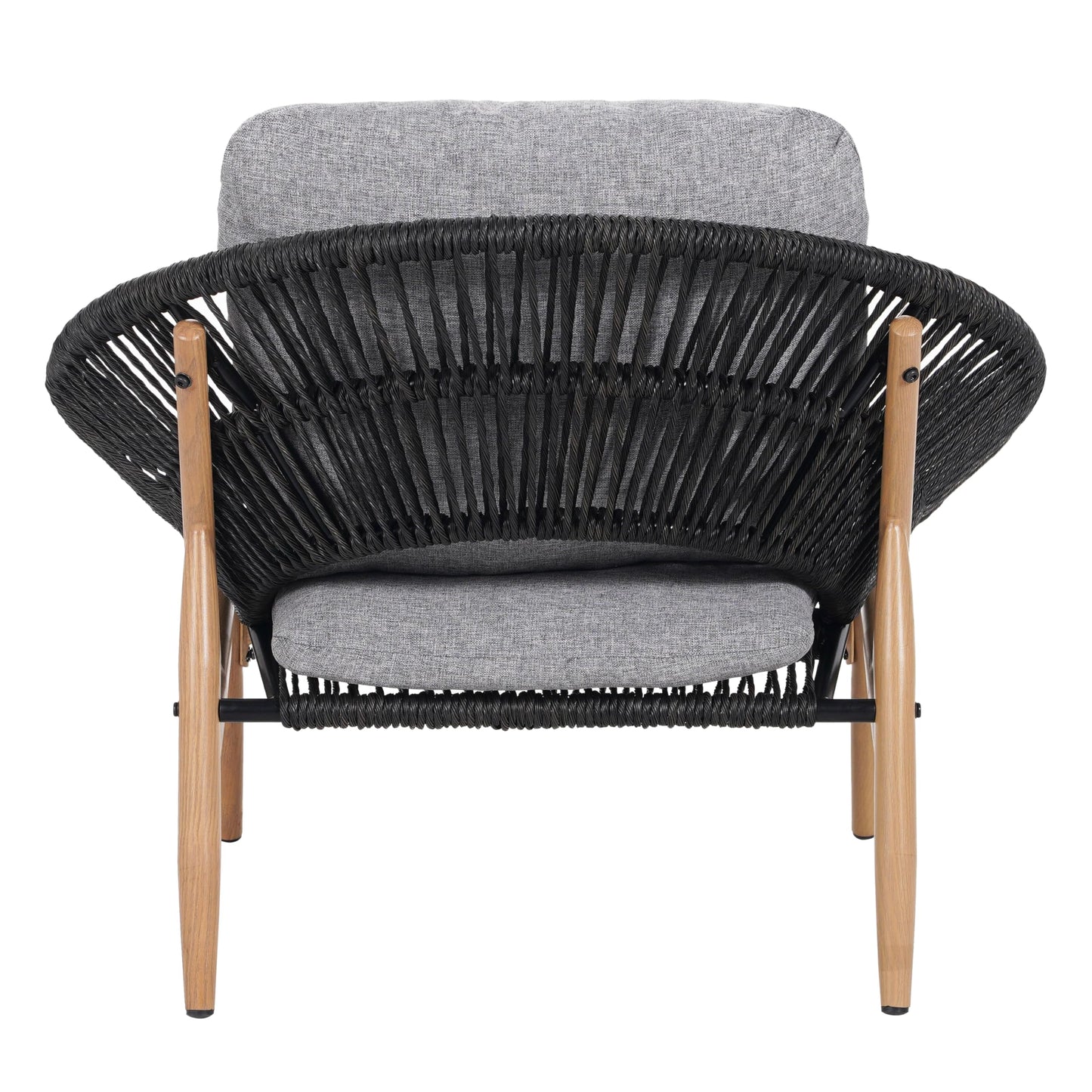 Merax Outdoor Wicker Papasan Chair Set of 2, Rattan Patio Papasan Egg Lounge Chair with Cozy Cushion, Low Seat Round Chair for Backyard Balcony Garden Poolside, All-Weather, Easy Assembly, Grey