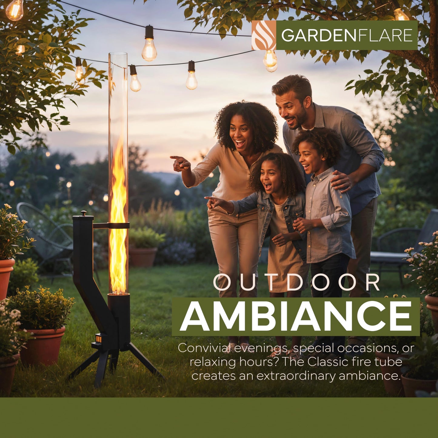 Gardenflare GARDENFLARE Stainless Steel Pellet Stove & Smokeless Firepit, Patio Heater for Ambiance - Wood Fire Pit for Patio, Fire Tube, Outside Backyard Bonfire & Outdoor Fireplace