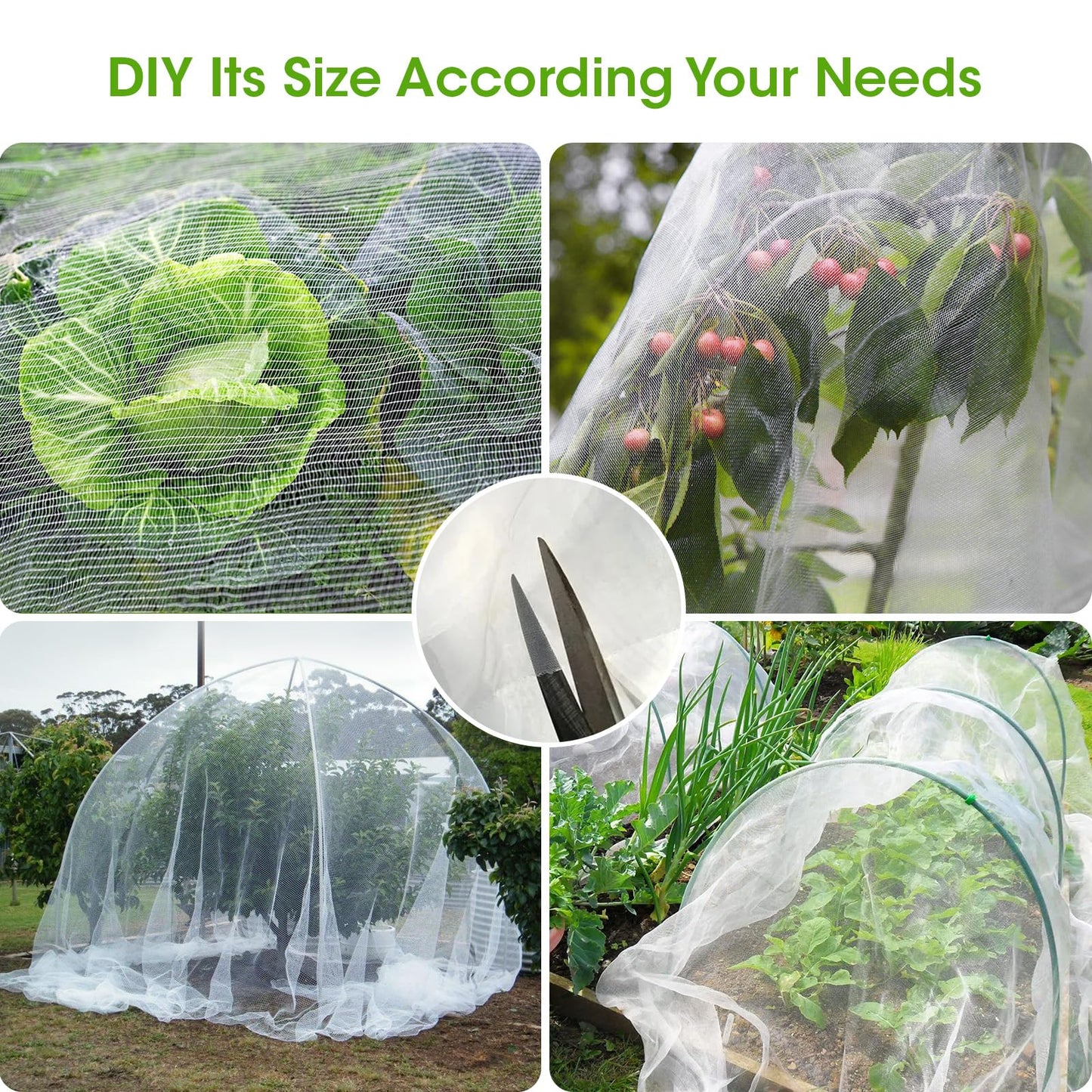10x35Ft Garden Netting for Raised Bed, Thickened 60 Mesh Bird Netting for Garden Protection, Mesh Insect Row Covers for Plant Pest Barrier Fruits Flowers Crops Greenhouse Protect from Birds Bugs