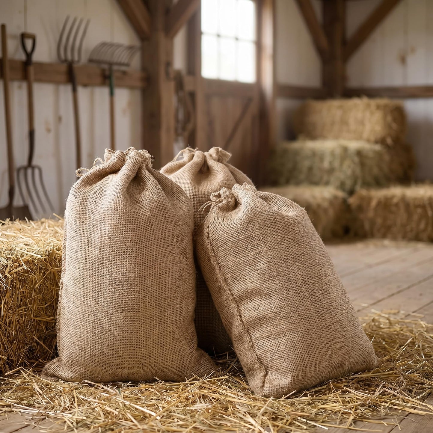 Bekith 6 Pack Burlap Bags with Drawstring, 18" x 24" Natural Jute Potato Sacks, Reusable Root Vegetable Storage Bags, Strong Race Bags for Kids, Perfect Birthday Party Game
