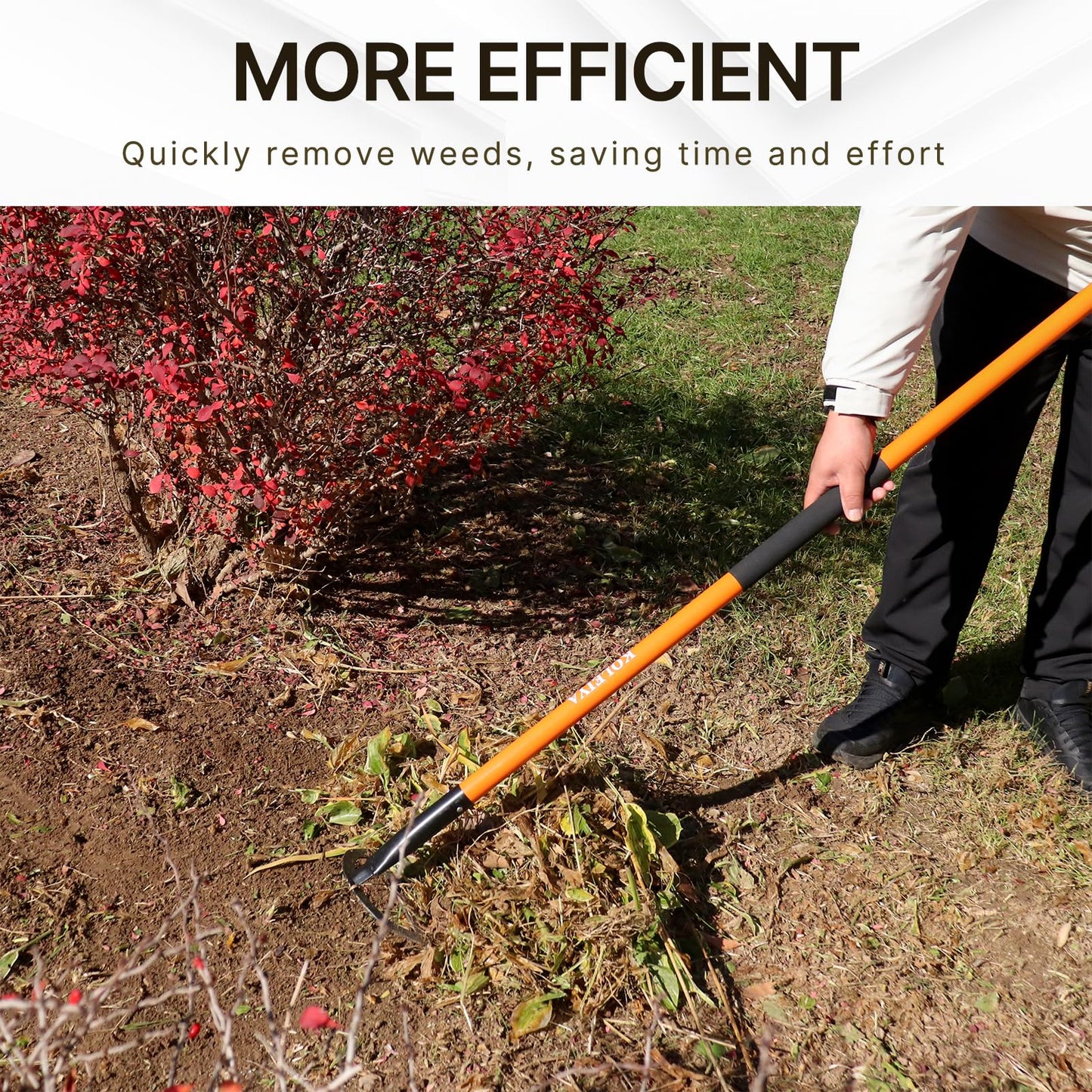 KOLEIYA Sharpened Garden Hoe 57 Inch Heavy Duty Weeding Hoe with 8.3 Inch Blade and Fiberglass Handle Pre Sharpened for Effortless Cutting Lawn and Soil Tool