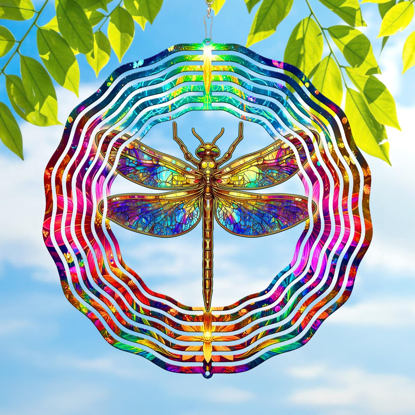 FLAGWIX Dragonfly Gifts for Women - 3D Stainless Steel Metal Wind Spinners 12 in - Dragonfly Wind Spinners Outdoor, Yard Garden Decor for Outside, Mothers Day Birthday Garden Gifts for Mom Grandma