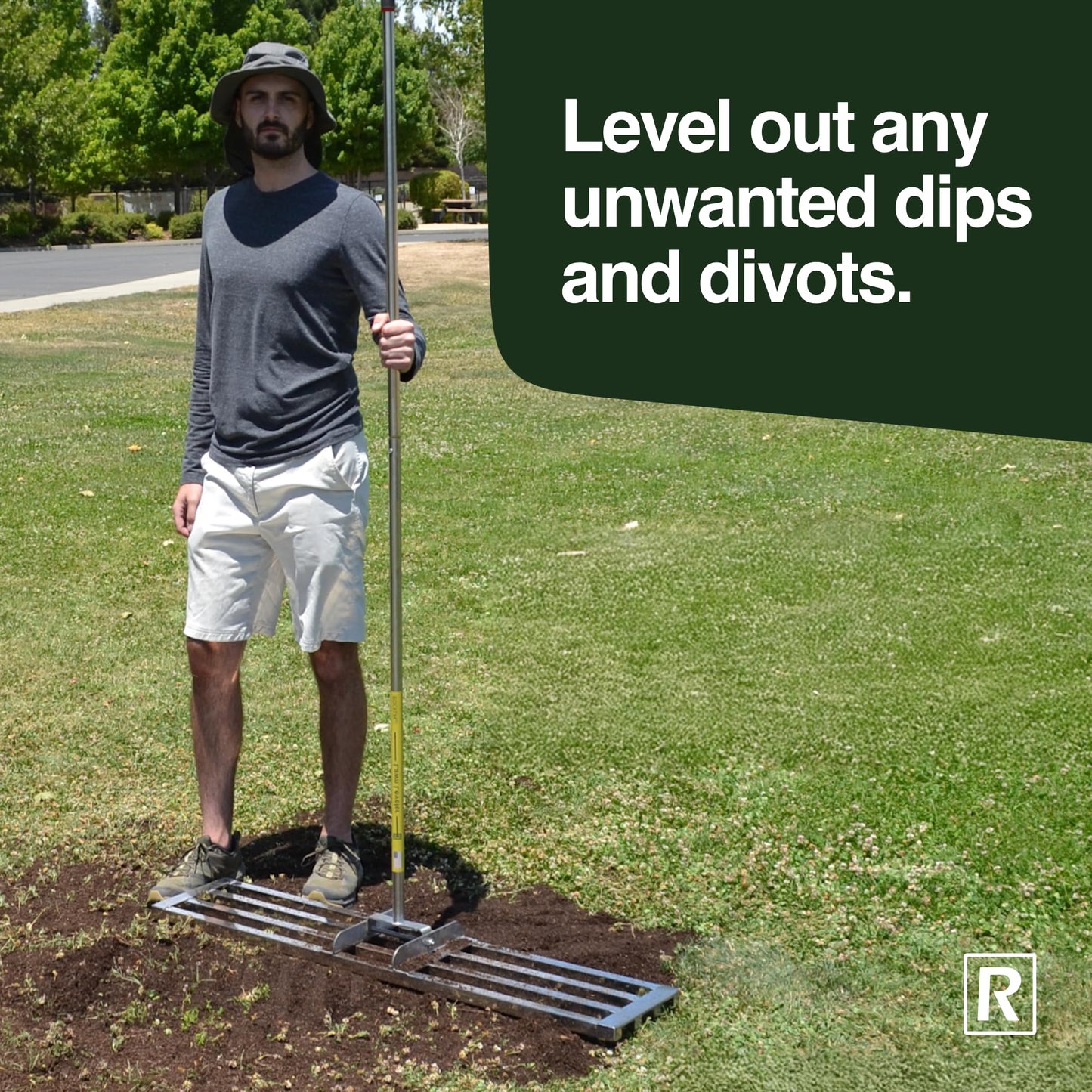 Rocklin™ Lawn Leveling Rake |Stainless Steel Surface Leveling Tool | Level Soil or Dirt Ground Surfaces Easily | 48” x 10” Ground Plate | 78” Extra Long Handle