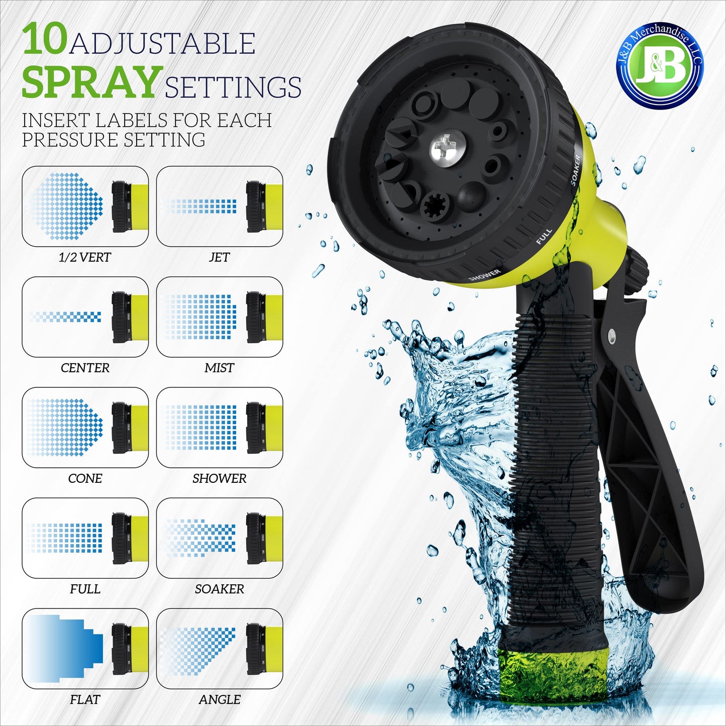 J&B XpandaHose 150ft Expandable Garden Hose – Ultra-Strong 3750D, 4-Layer Latex Core, Brass 3/4" Connectors, 10-Pattern Nozzle & Storage Bag – Lightweight, Kink-Reducing, Leak-Resistant