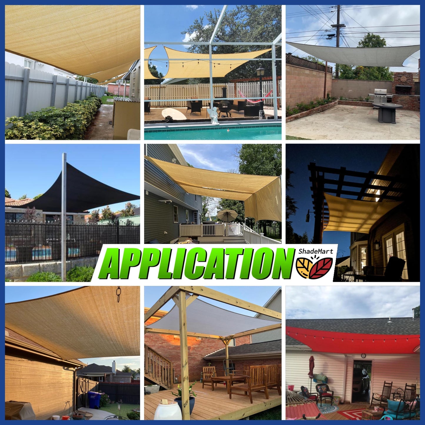 ShadeMart 14' x 14' Beige Sun Shade Sail Square Canopy Fabric Cloth Screen smTAPR1418, Water and Air Permeable & UV Resistant, Heavy Duty, Carport Patio Outdoor & (We Customize Size)