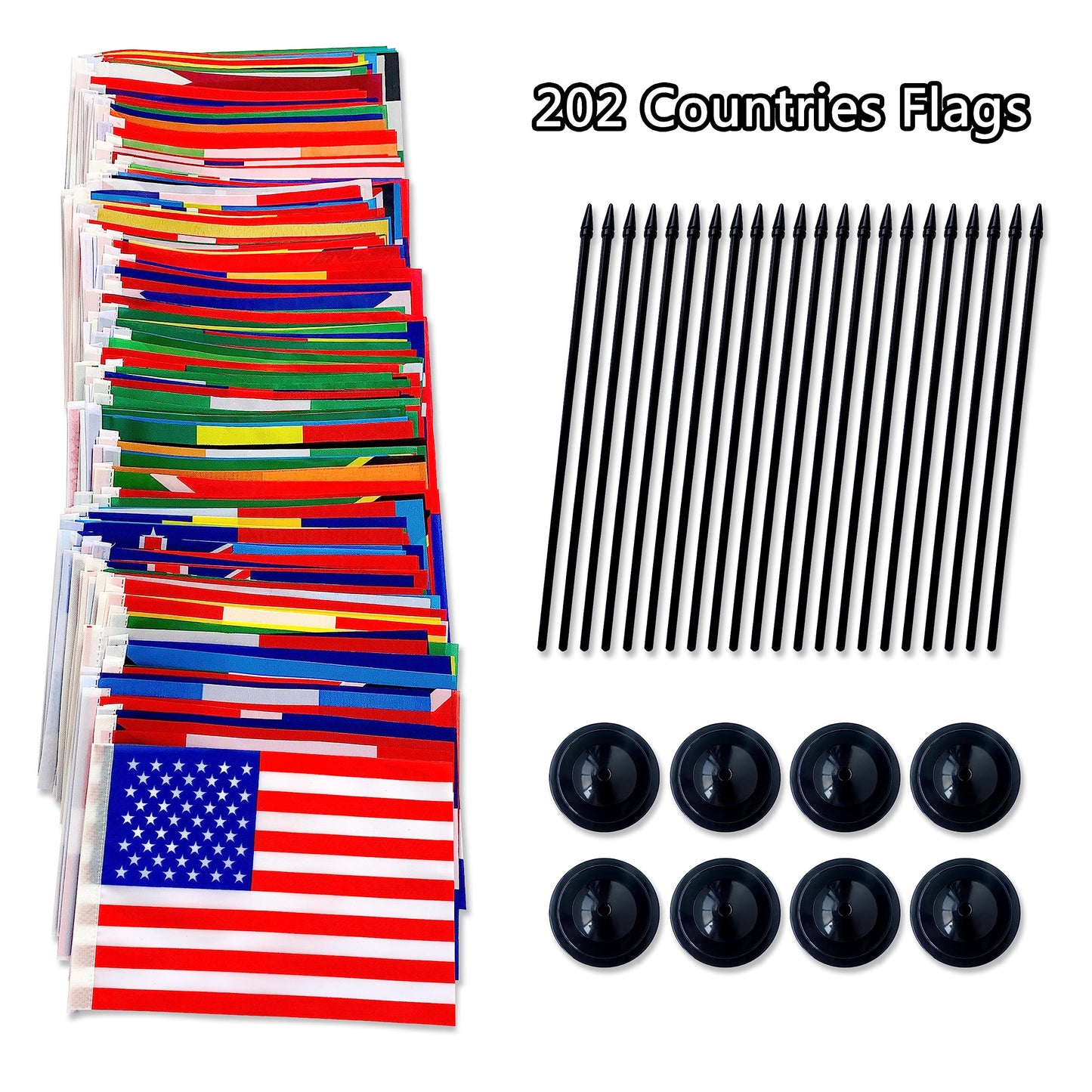 TSMD 202 Countries International World Desk Flags Set Small Mini Office Table Stick Flag with Stand Base,All Countries Flags,5x8 Inch