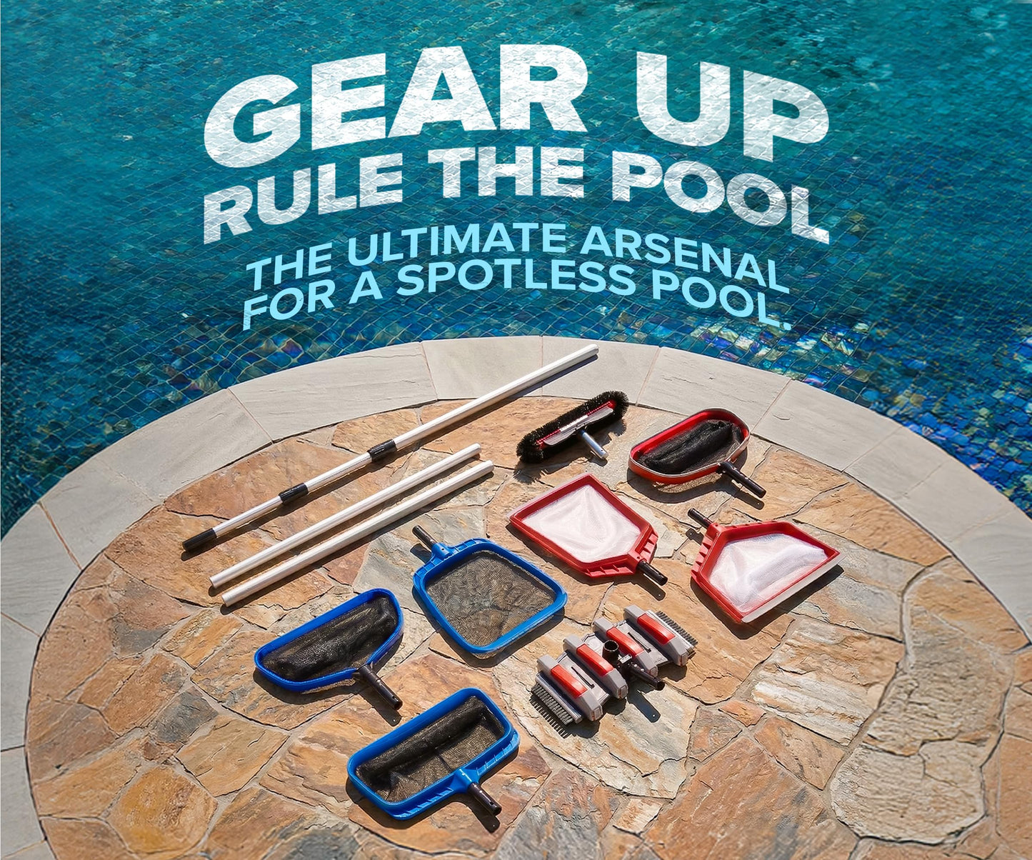 Pool Brush Head for Inground & Above Ground Pools // Heavy Duty Pool Scrubber Brush for Cleaning Algae // Swimming Pool Brush with Round Ends for Corners & Reinforced Aluminum (Pole Sold Separately)