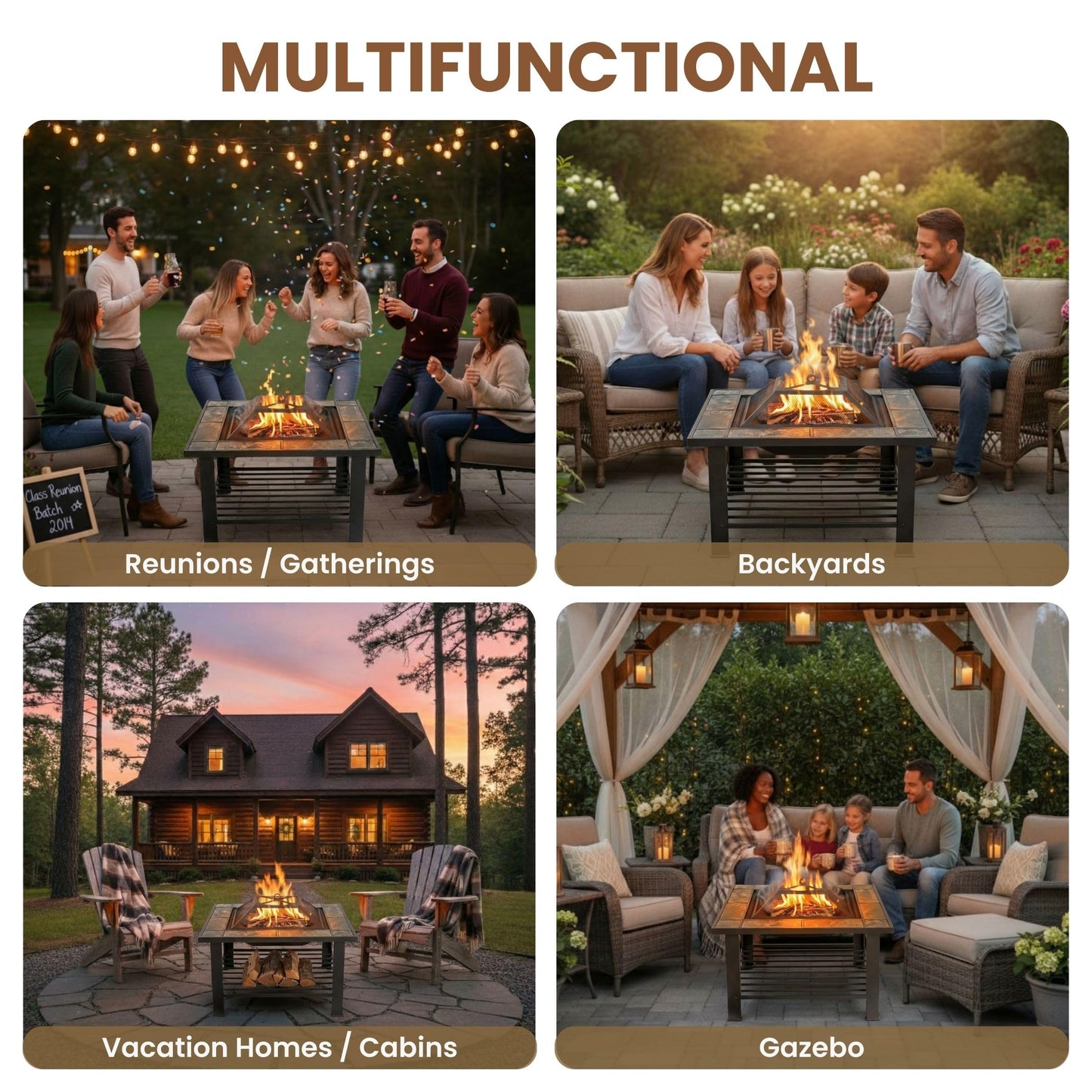 Fire Pit - 30-Inch Outdoor Firepit Table with Screen, Cover, and Poker - Outdoor Fire Pits for Backyard, Deck, Patio, or Porch by Pure Garden (Black)