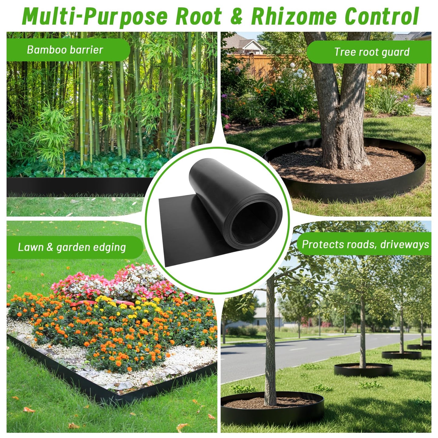 Convivium Tree Root Barrier Roll, 60mil Recycled HDPE Root & Bamboo Barrier for Landscaping, Heavy-Duty Root Blocker for Sidewalks, Driveways & Garden Edging (17in x 50ft x 60mil)
