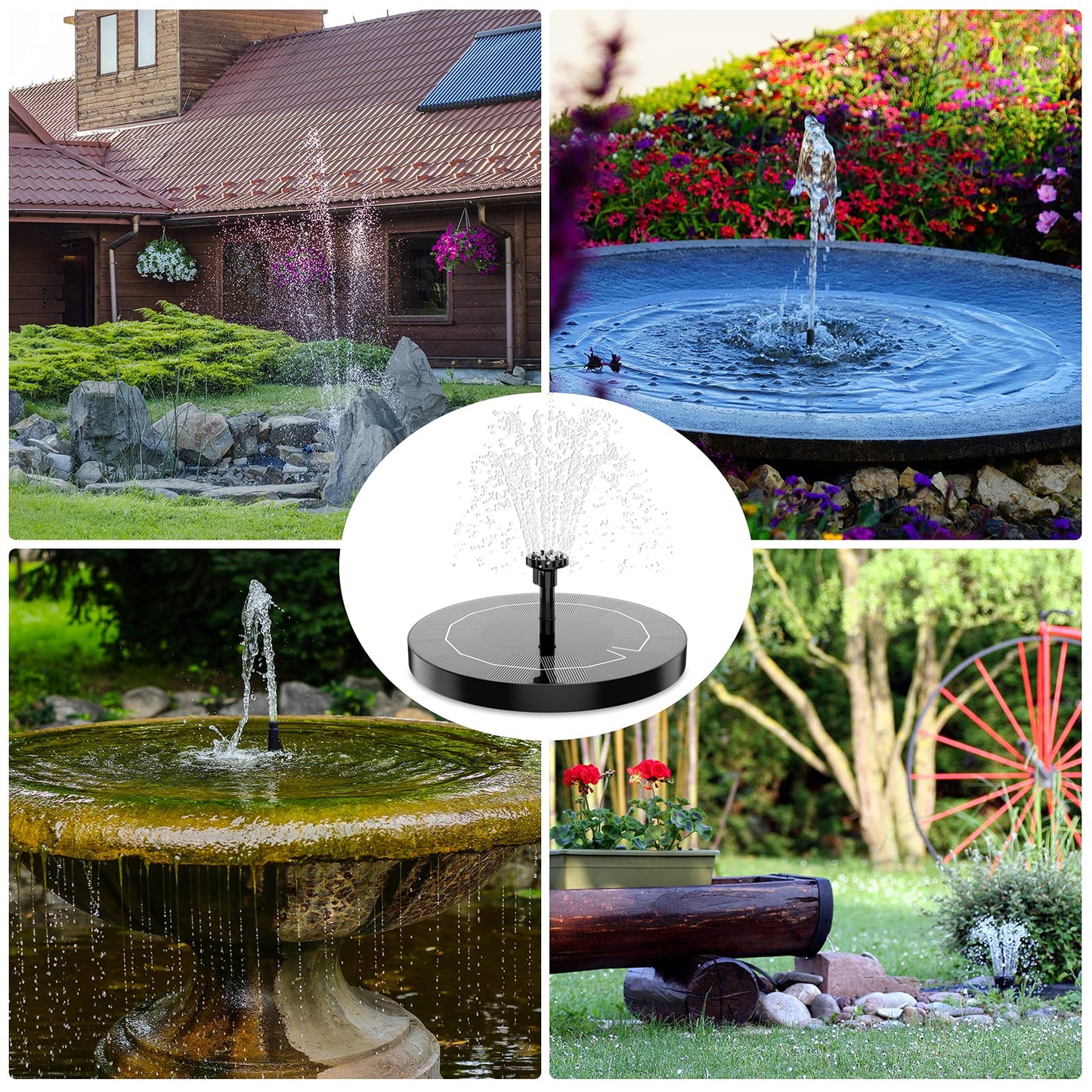 2.5W Solar Fountain for Bird Bath 2026 Upgraded, Solar Bird Bath Fountain with 4 Fixed Rods & 6 Nozzles for Garden, Pond, Pool, and Patio – No Battery Required, Attracts Hummingbirds & Wildlife