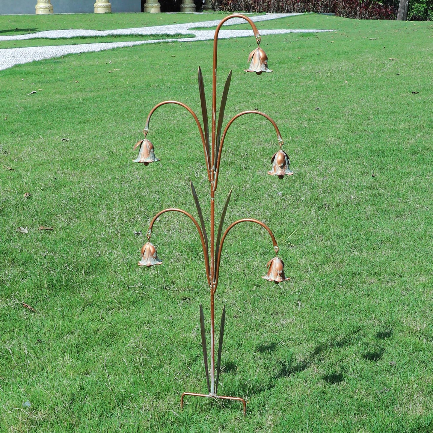 MNRYLKB Gardens Metal Flowers with Bells for Outside Garden Art, Decorative Garden Stakes, Outdoor Decoration for Patio Garden Decor.