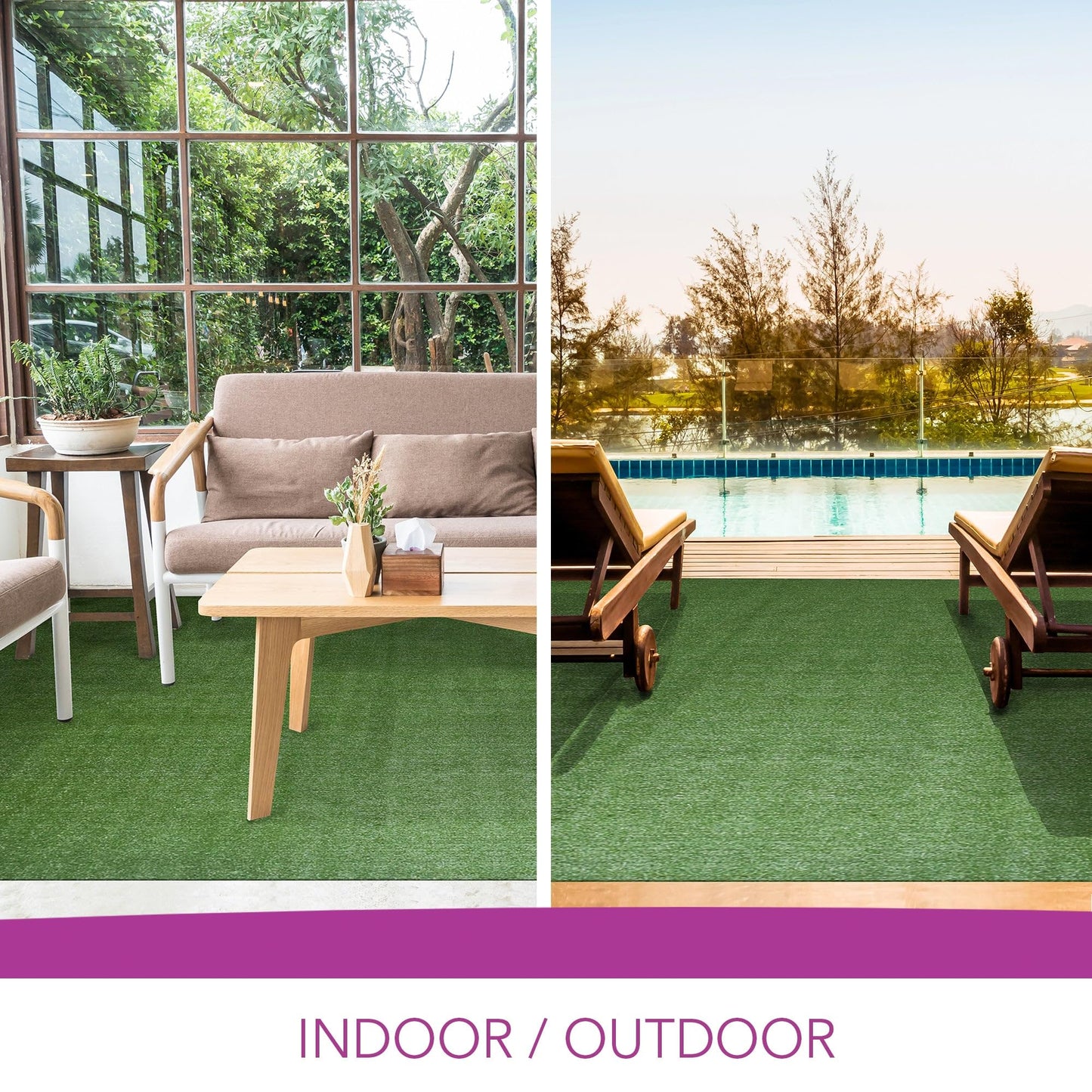 iCustomRug Synthetic Grass Rug – 6 x 7ft Lawn Green Turf Carpet for Patios, Yards, Boats, Camping – Indoor/Outdoor Use