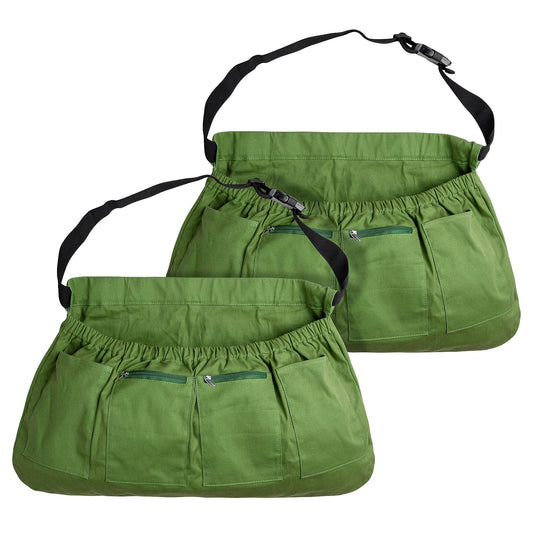 codree 2PCS Harvest Apron for Garden Vegetable-Adjustable Harvest Picking Apron with 4 Pockets for Gardeners Pick Fruit Berry Weeding