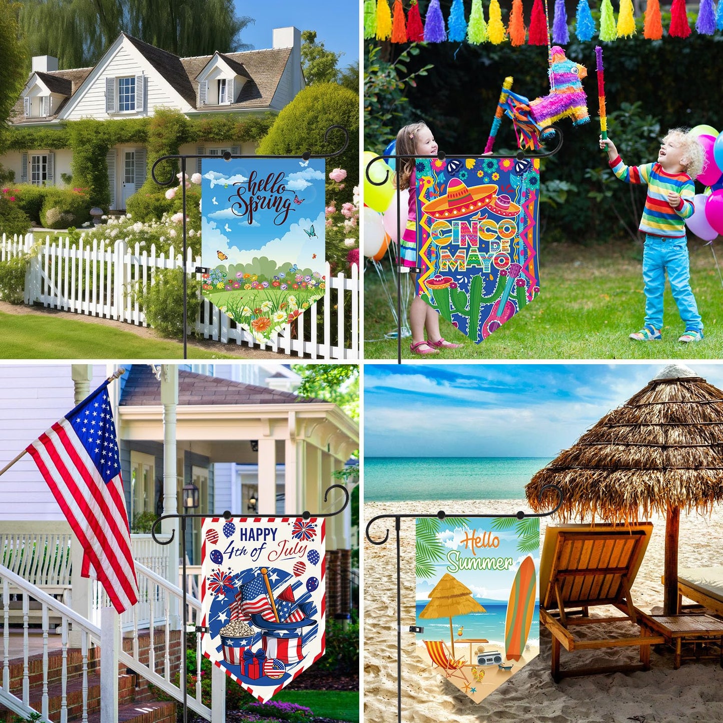 VitalCozy 20 Pieces Seasonal Garden Flags Set Holiday Outside Double Sided Yard Flags for Valentine Mardi Gras New Year All Festive Outdoor Lawn Decor