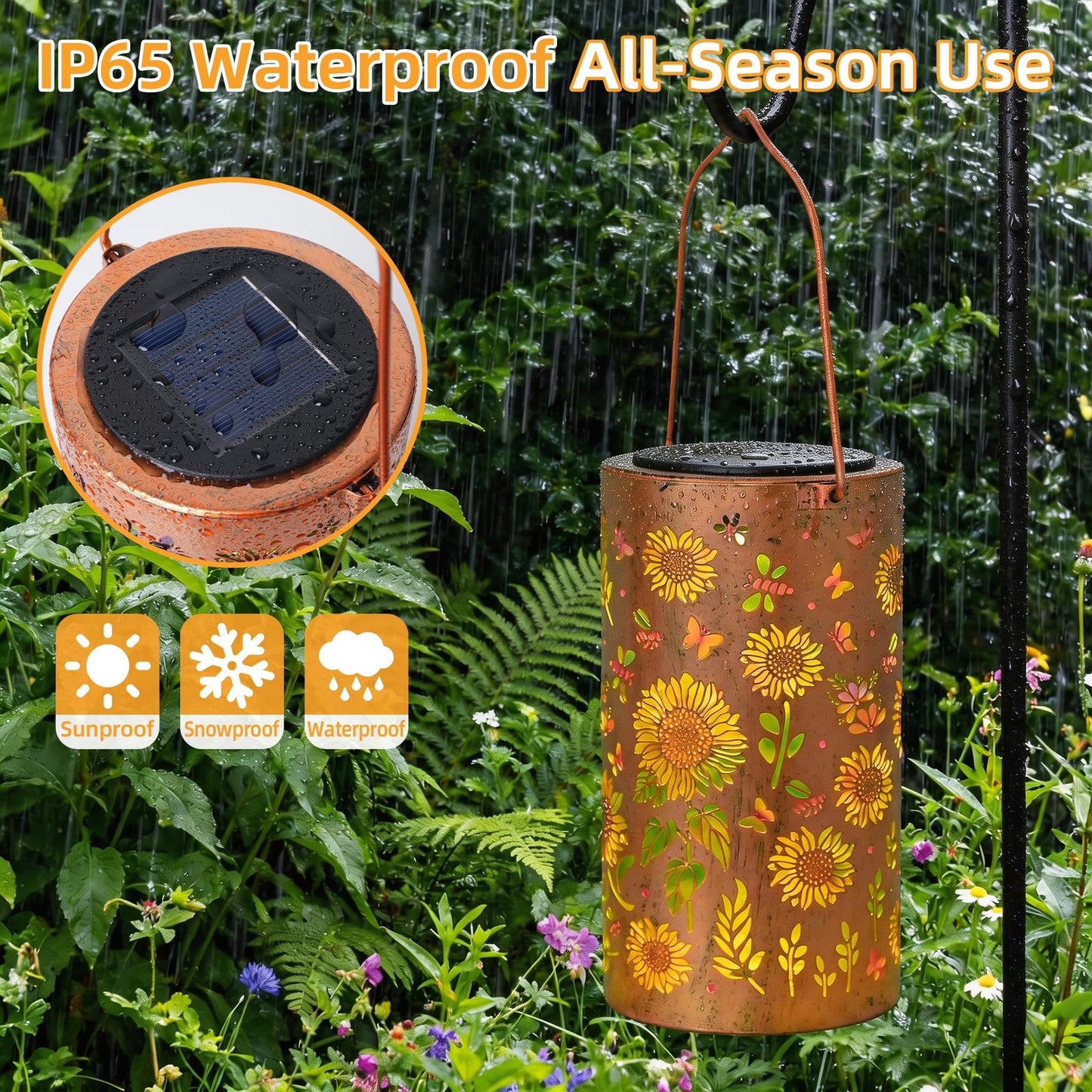 FancyPlus Colorful Solar Lanterns Outdoor Waterproof, Sunflower Birthday Gifts for Women Mom Grandma, Garden Hanging Solar Lantern Lights for Patio