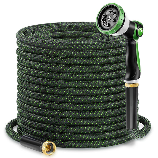 Torioweg Garden Hose 50ft - Lightweight Water Hose, with 10-Pattern Nozzle, Triple-Layer Construction, All-Weather Hose,Flexible and Anti-Kink, Durable for Watering, Outdoor Use