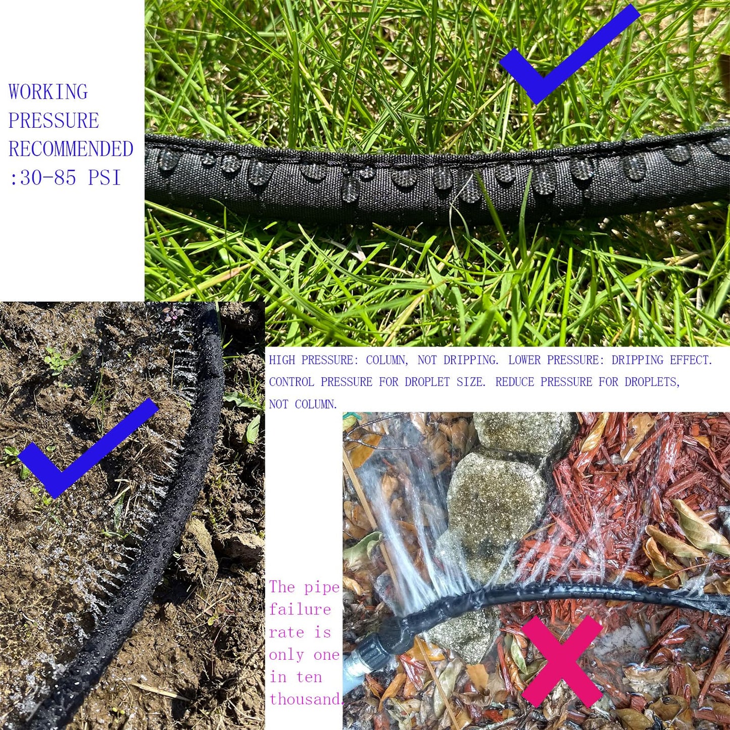 Secbulk 2025 Flat Soaker Hose 75 ft for Garden, 75' Linkable Drip Hose Diy Garden Irrigation System Saving 80% Water, Dual-layer Leak-free Design Water Hose with Holes