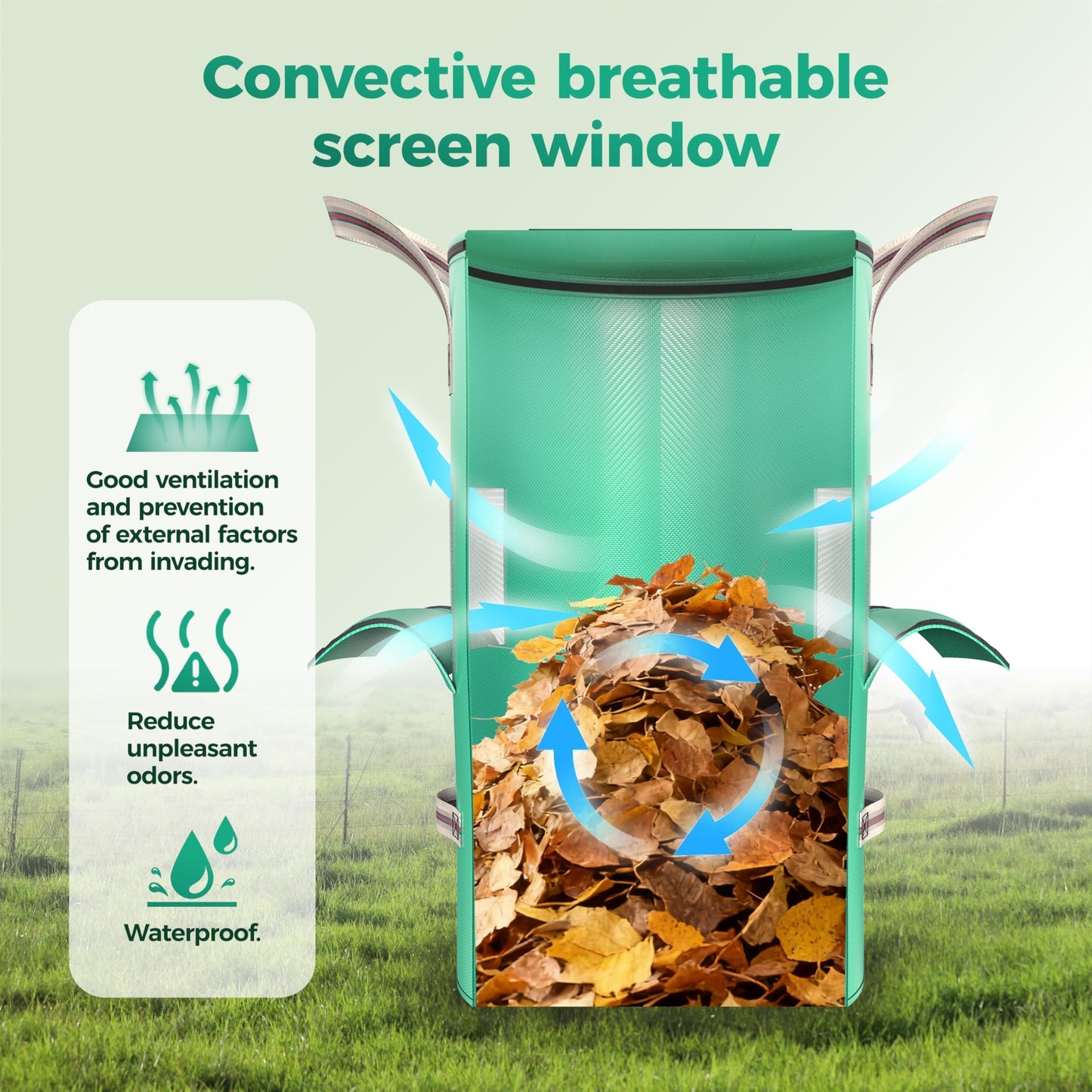 SPONDWILD Compost Bins Outdoor 32 Gallon Reusable Garden Yard Waste Bag Breathable Thickened Foldable with 4 Handles for Leaf Compost Collection