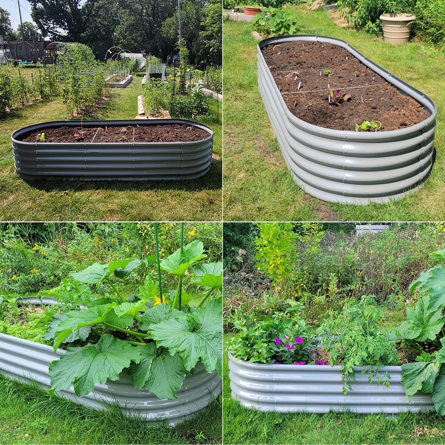 8x3x1.5ft Galvanized Raised Garden Bed, 18" Tall Metal Raised Beds for Gardening, Large Planters Boxes for Outdoor Plants Vegetables, Flowers, Herbs & Tomatoes, Above Ground Garden Beds Kit, Grey