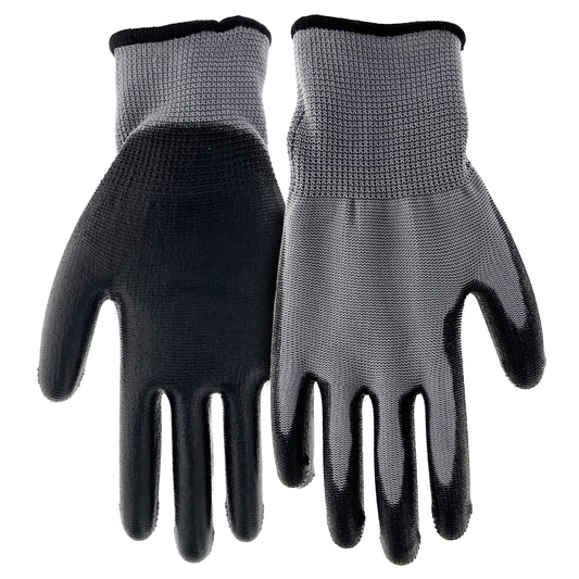 Boss Kid's Polyurethane Coated Work Gloves, Enhanced Grip, High Dexterity, Water Resistant, Comfort, Gray/Black, Youth, (B33021-Y)