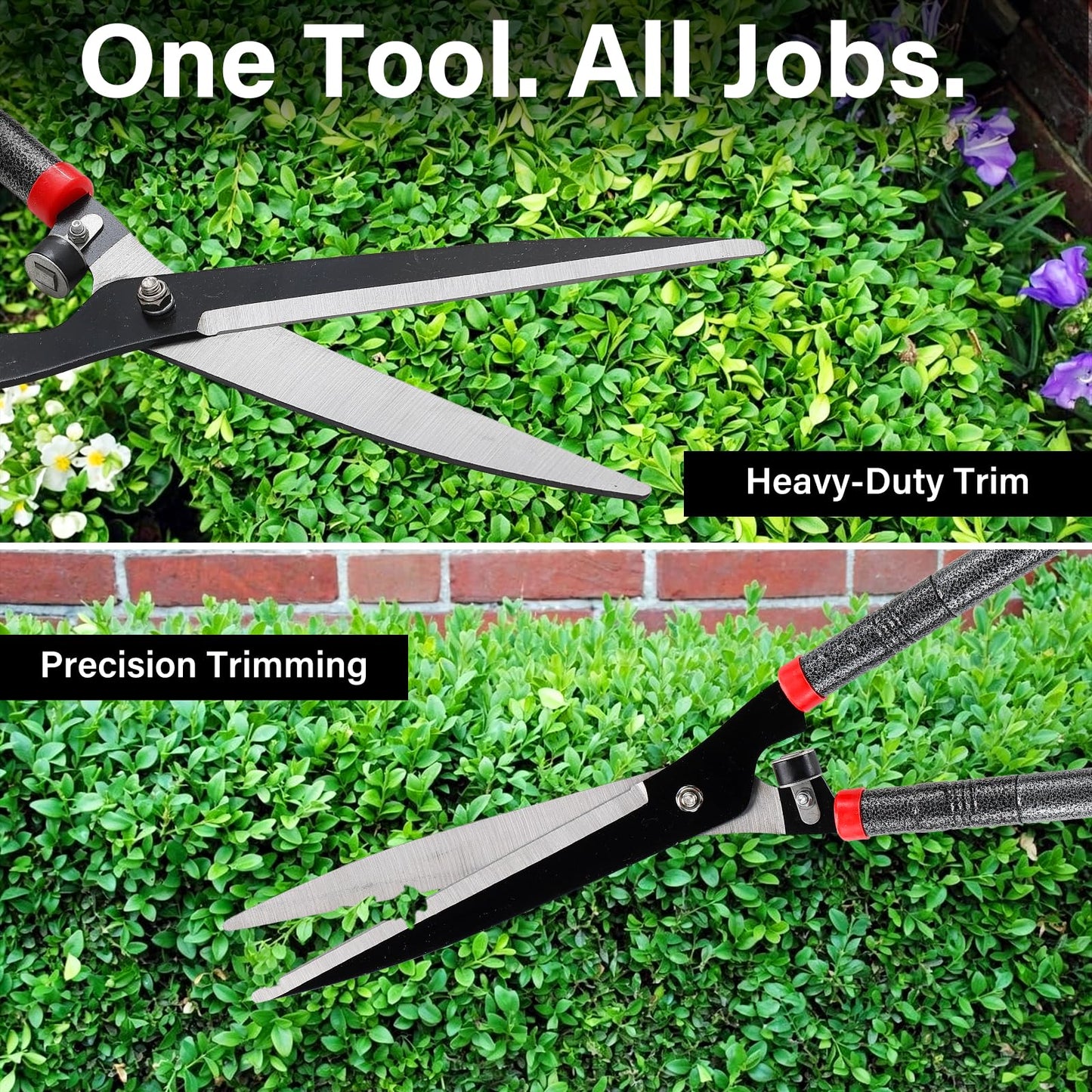 31 inch Hedge Shears Clippers - Self-Sharpening High Carbon Steel Blades, 15" Wide-Cut for Faster Trimming, Long Reach & Ergonomic Grip for Effortless Cutting Trimming of Hedges, Shrubs, Bushes